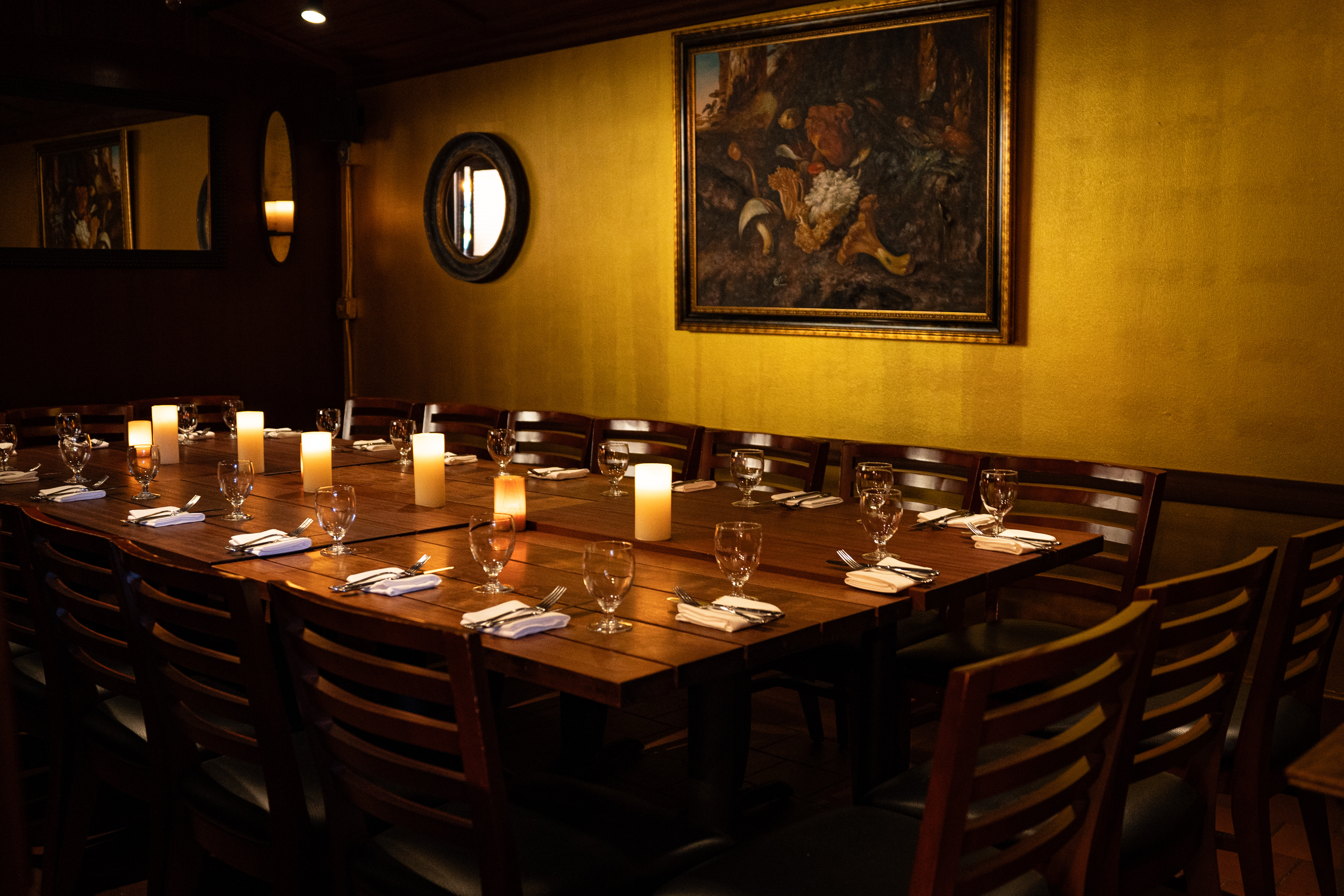 a table with glasses and cutlery