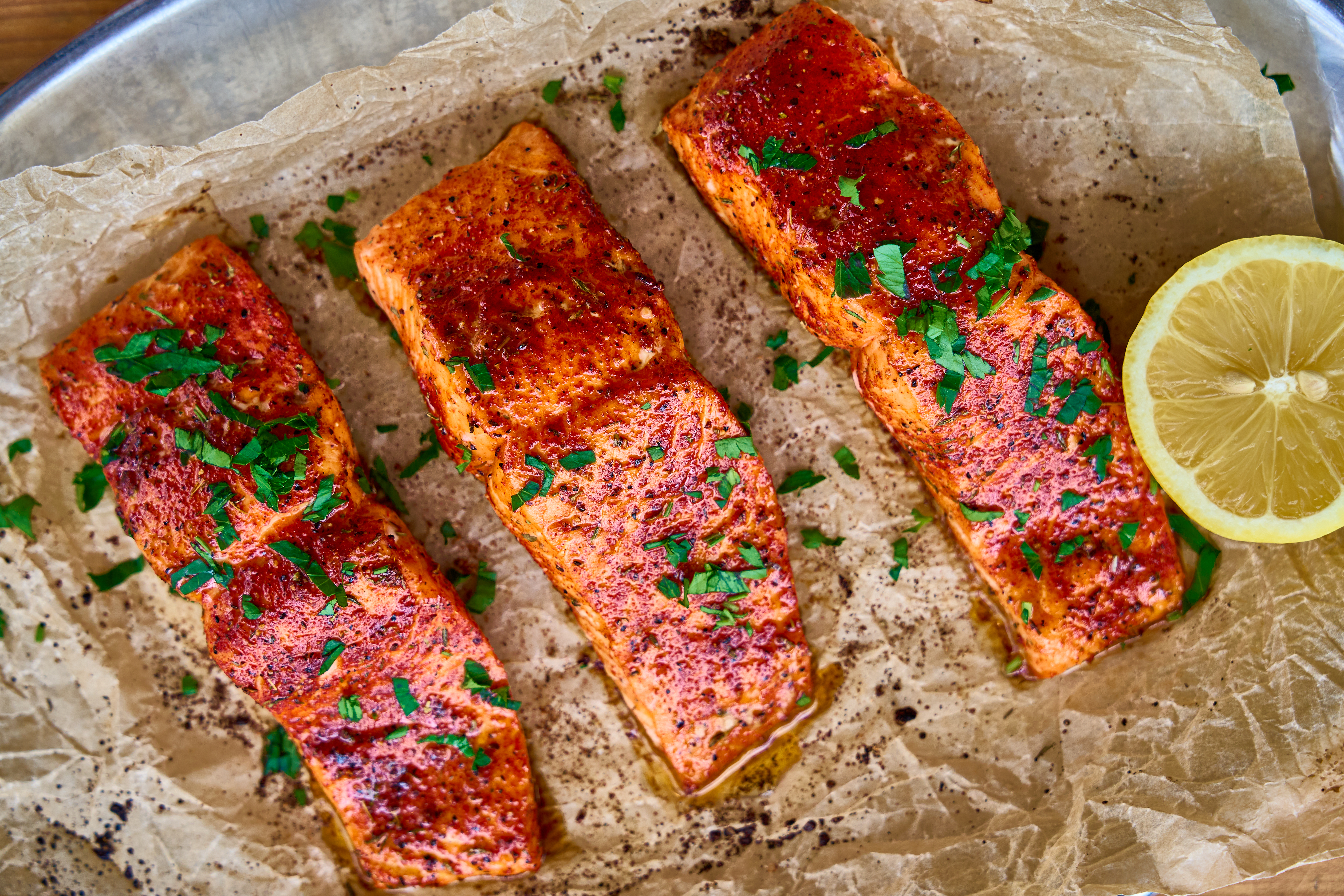 a group of cooked salmon