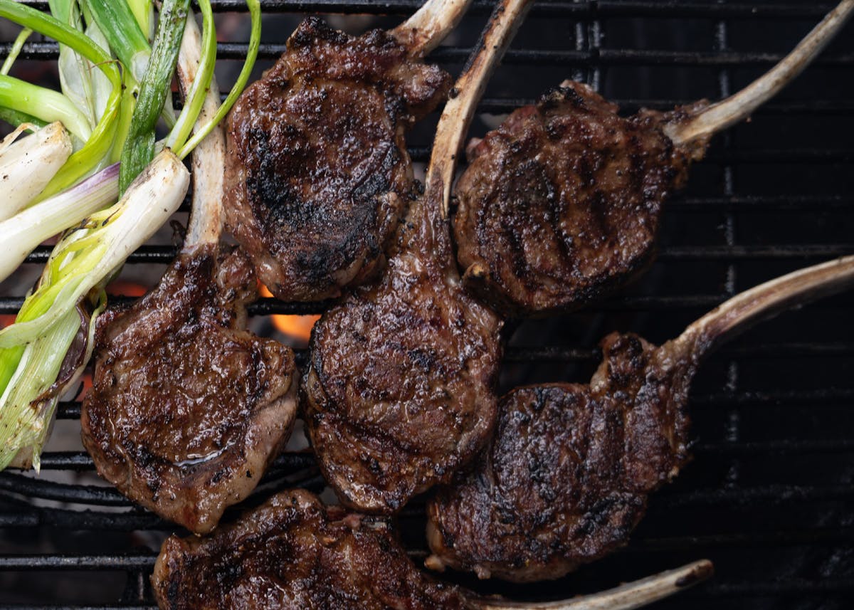 a close up of food on a grill