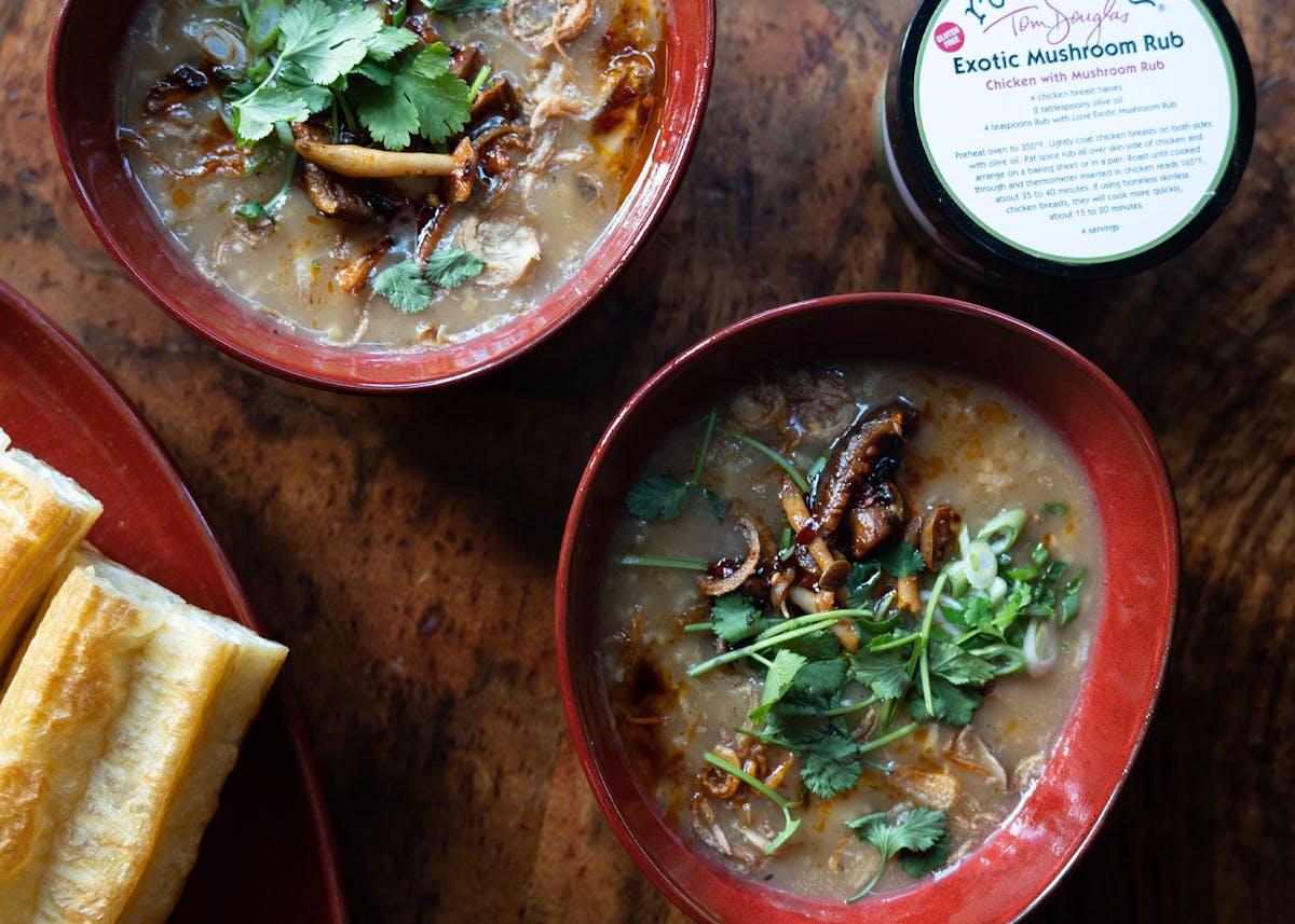 a bowl of food on a table
