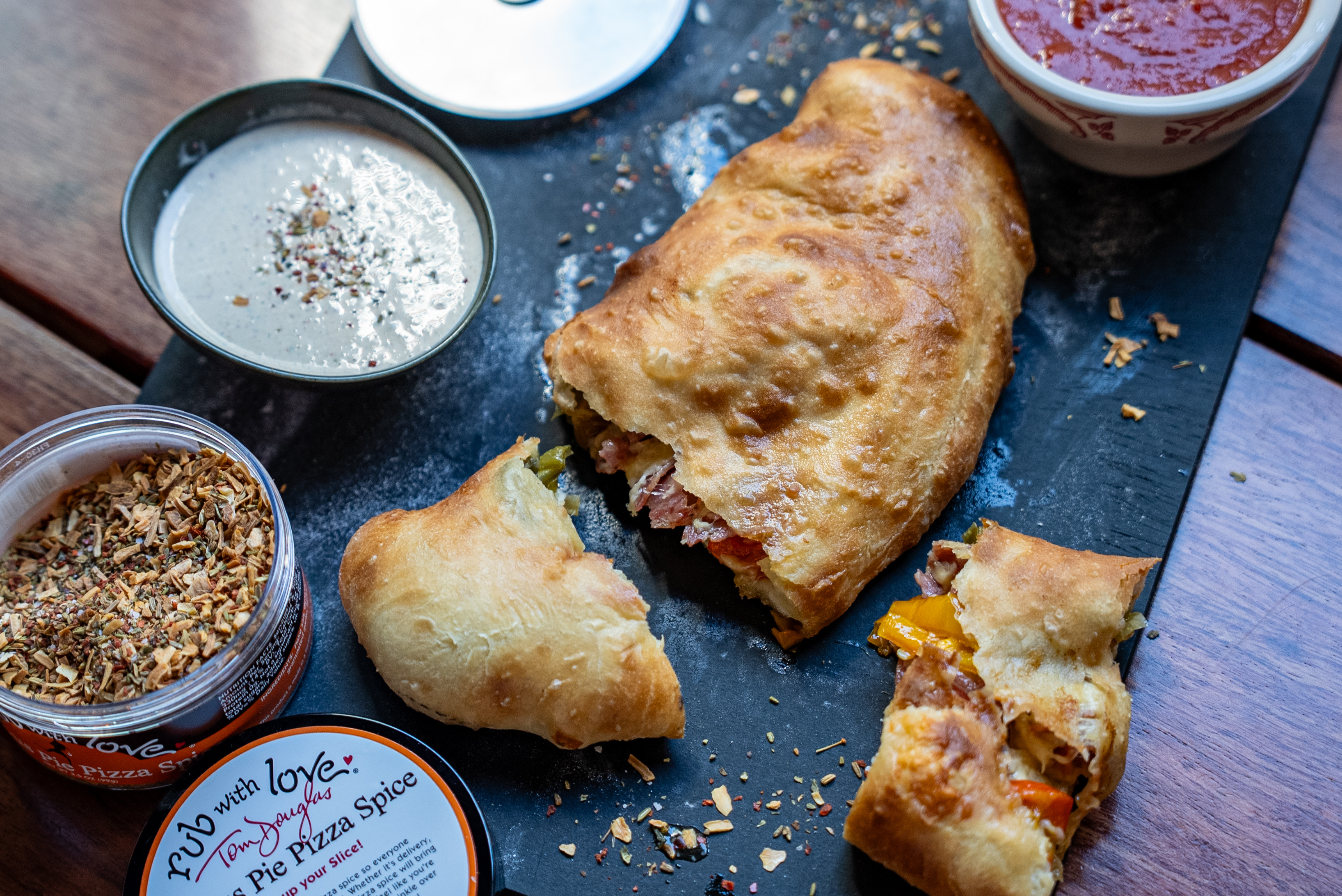 stuffed calzone served with serious pie pizza spice ranch