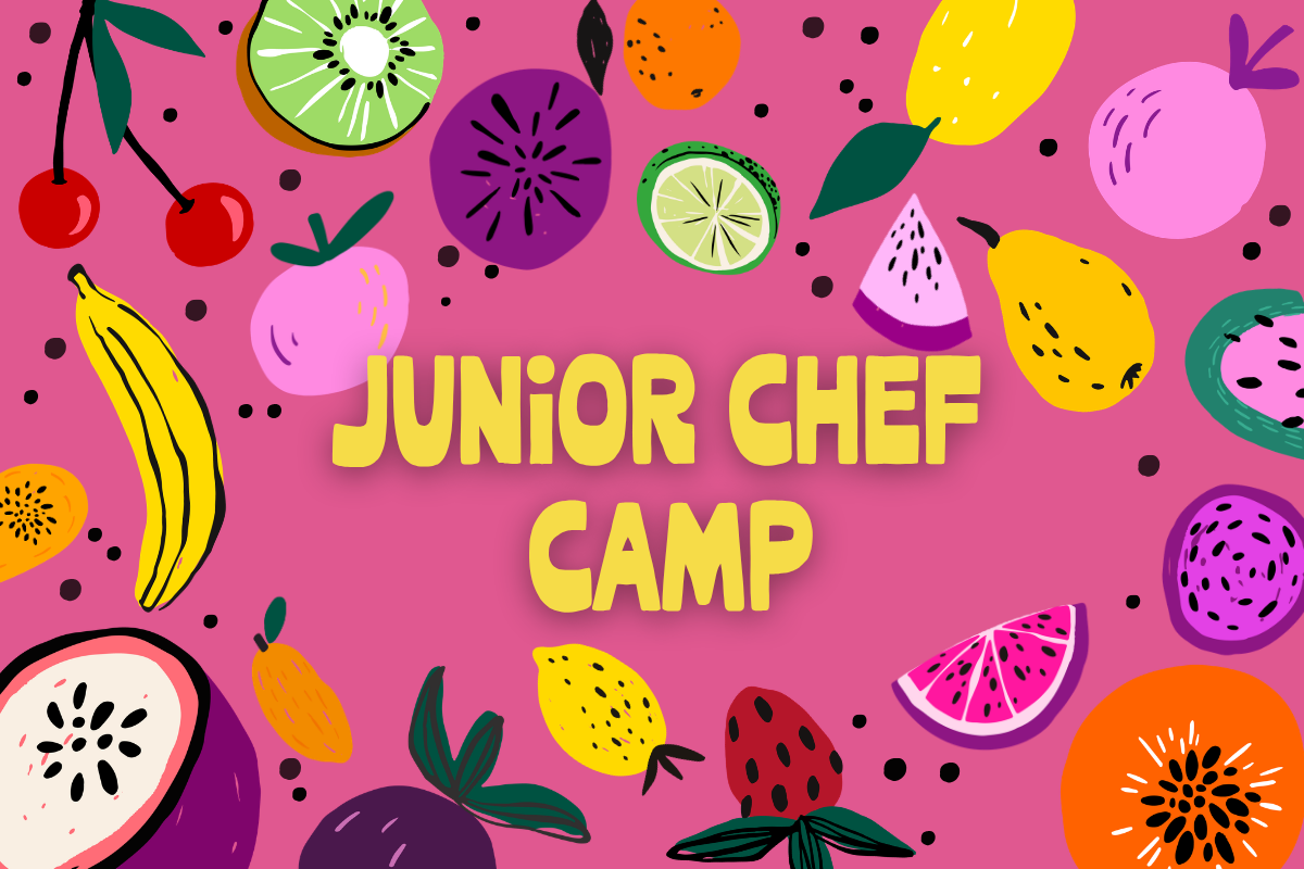 a group of fruit on a pink background