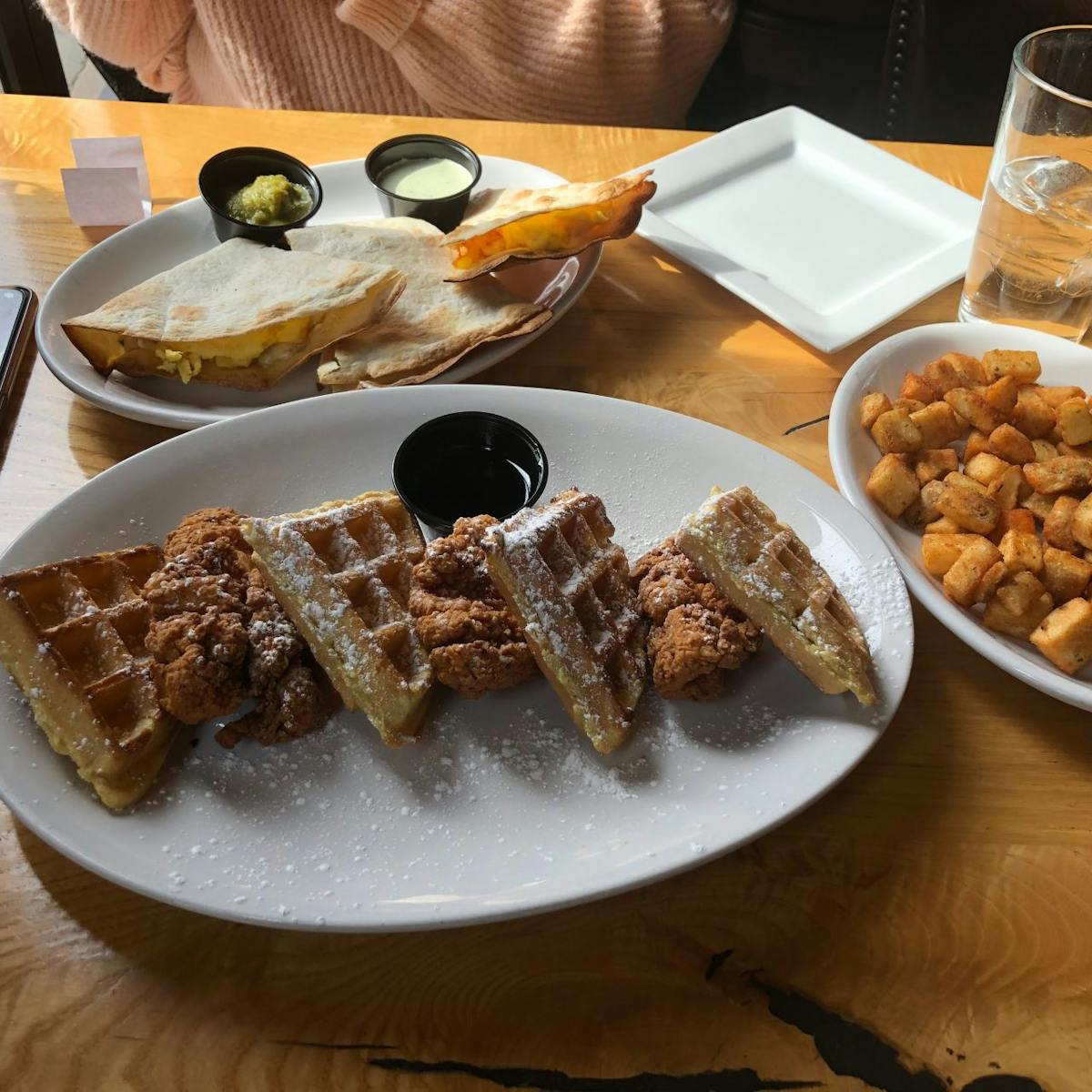 A table with brunch items at Dillon's Boston