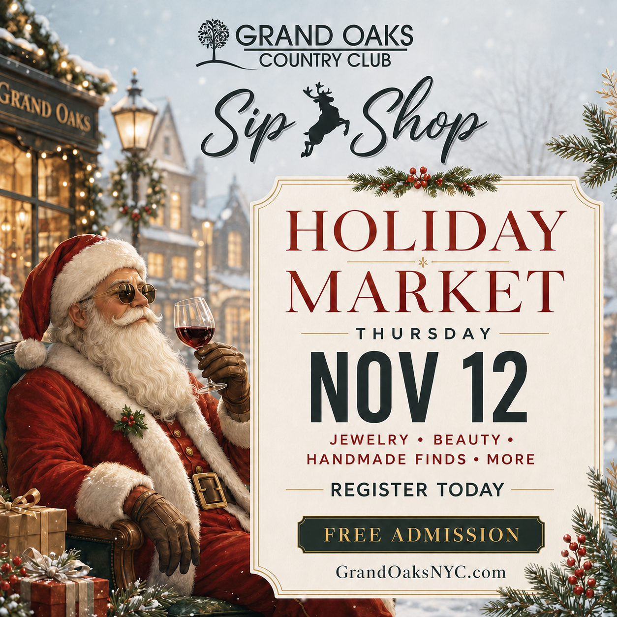 a poster for a holiday market