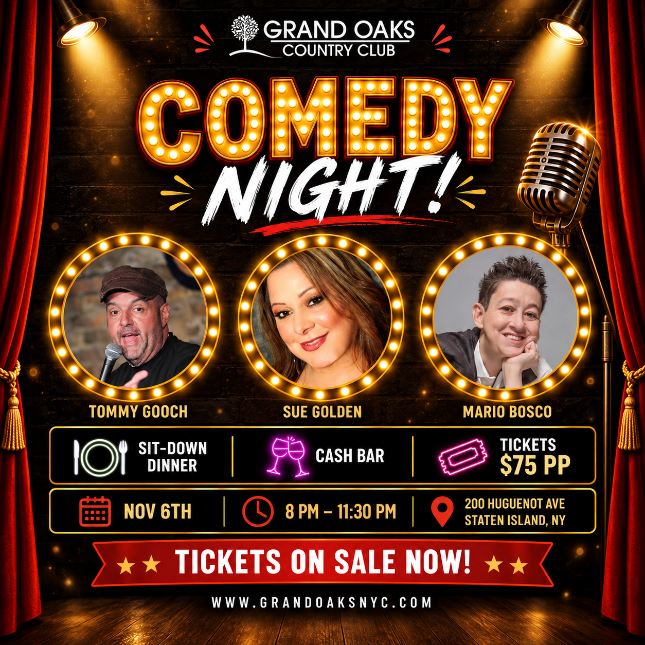 a poster for a comedy night