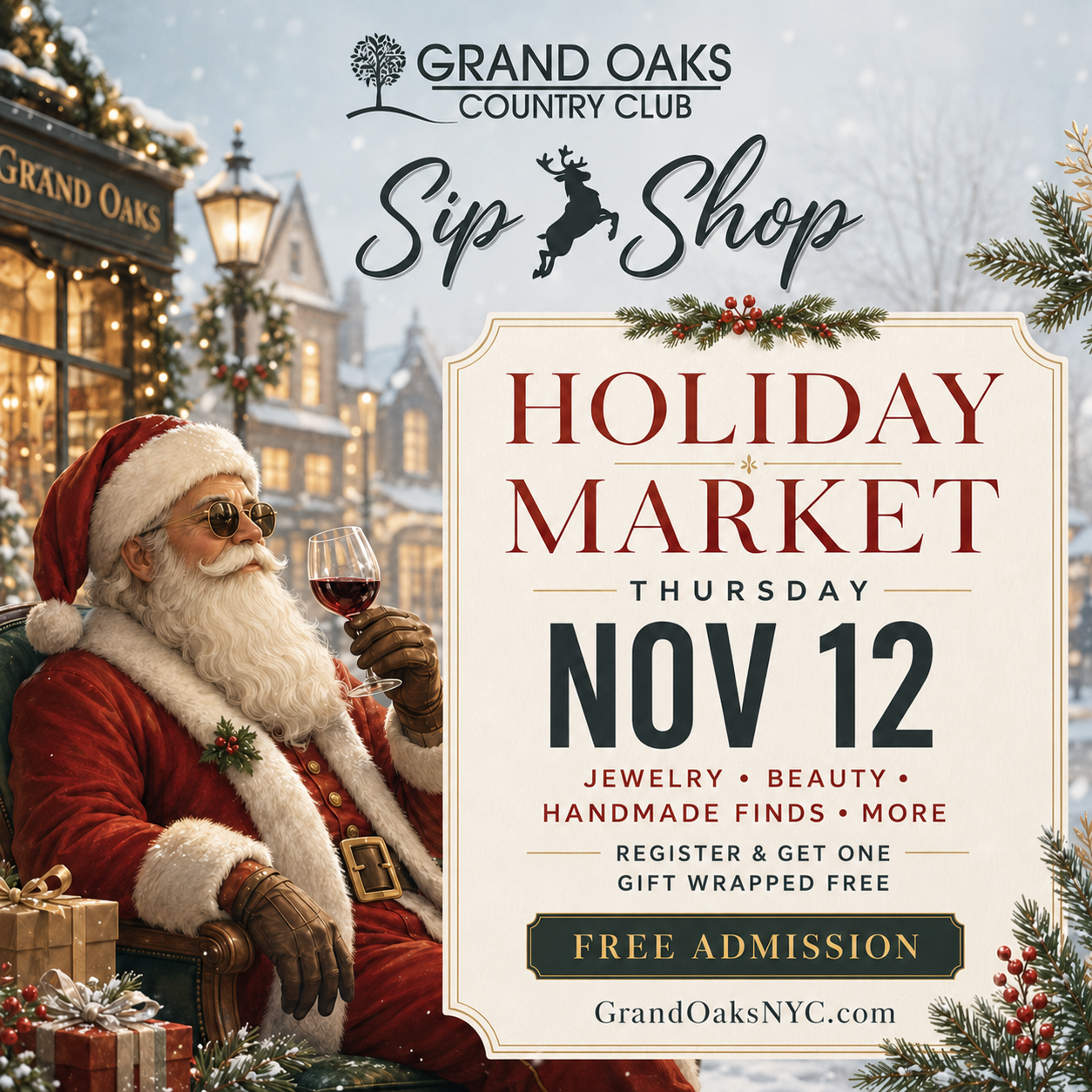 a poster for a holiday market