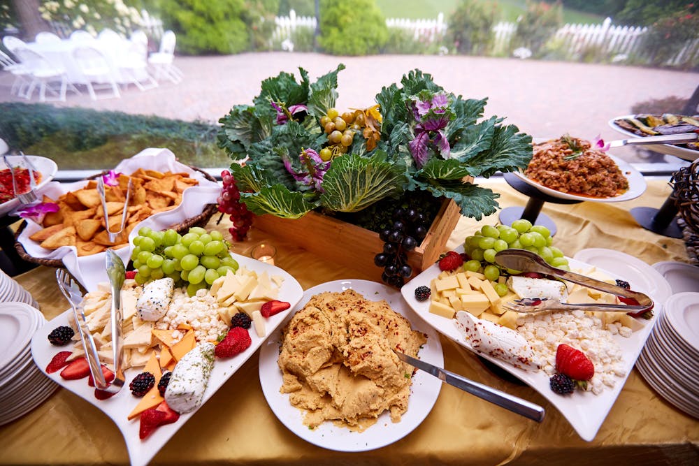 a bunch of food on a plate on a table