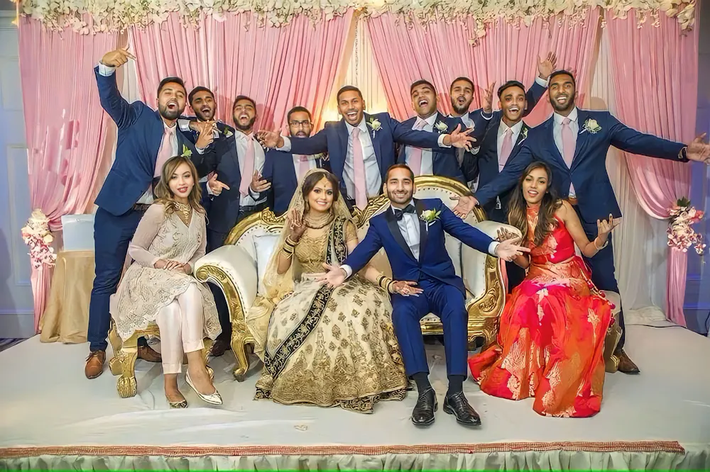 a group of people posing for a photo