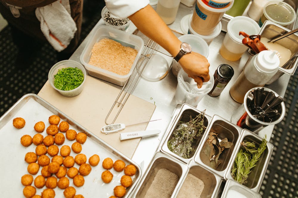 a bunch of food on a table