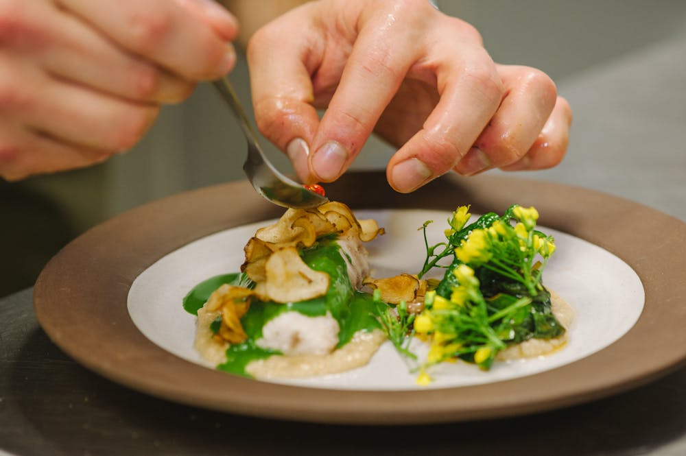 a plate of food with broccoli