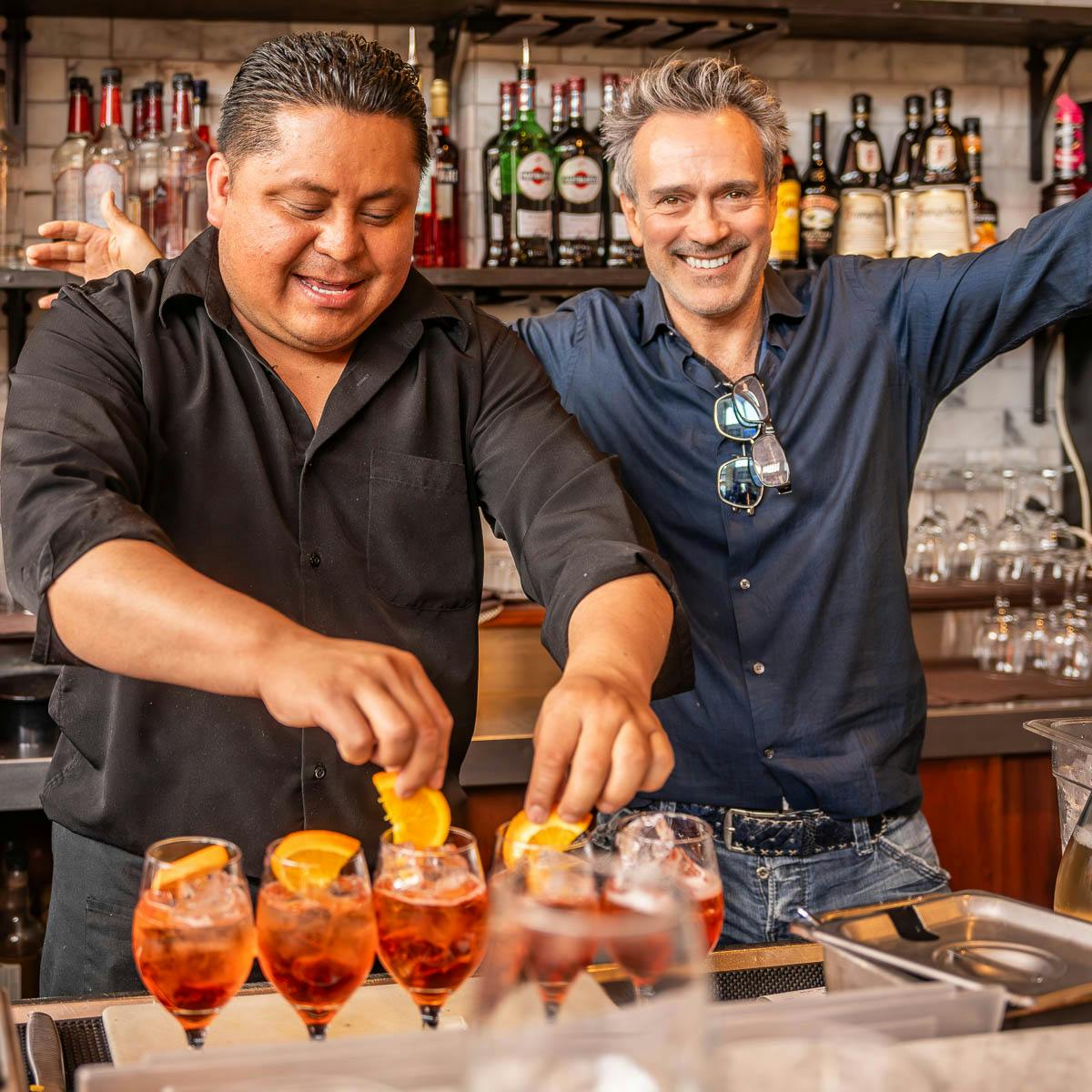 a man preparing drinks