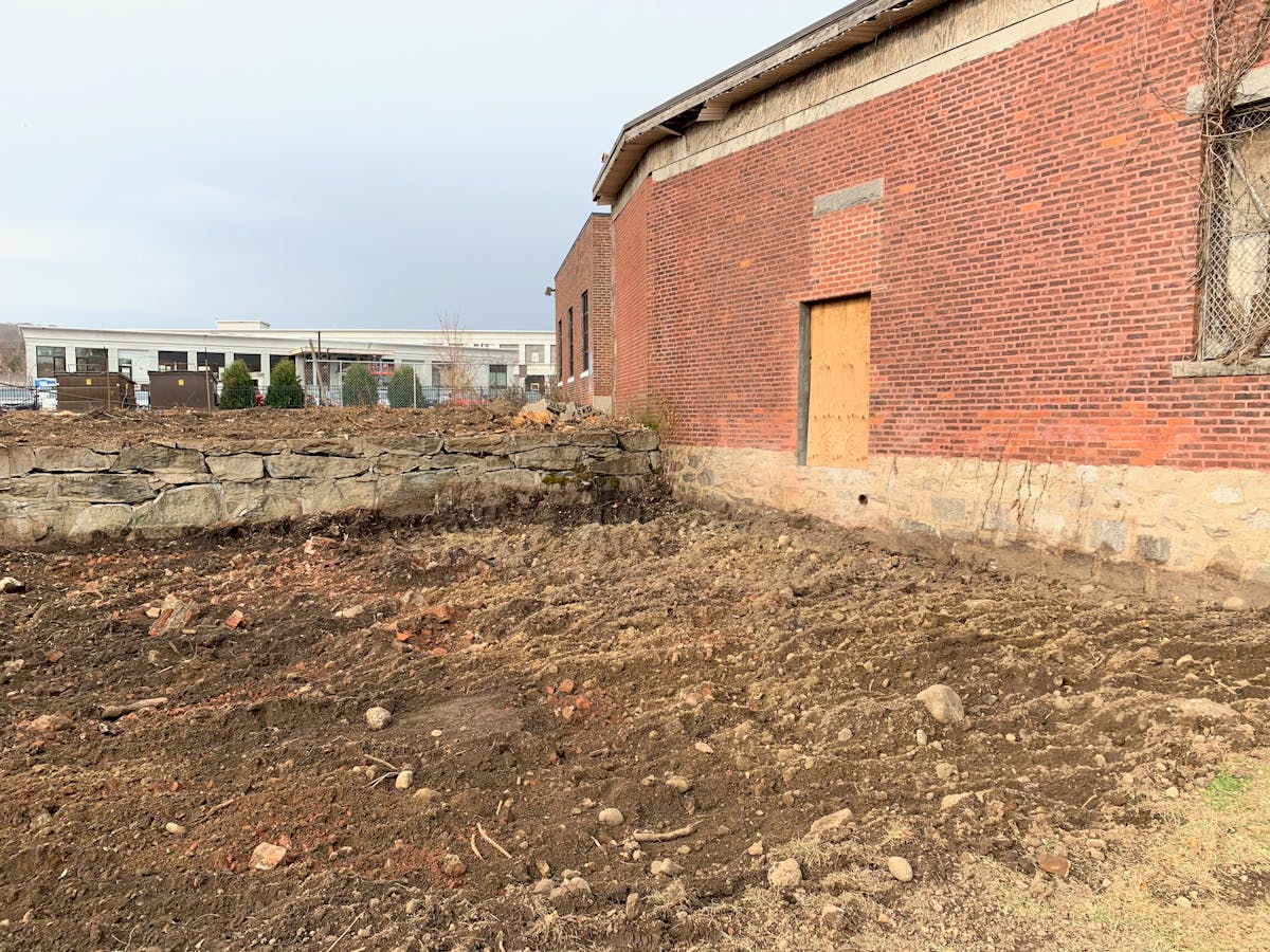 a close up of a brick building