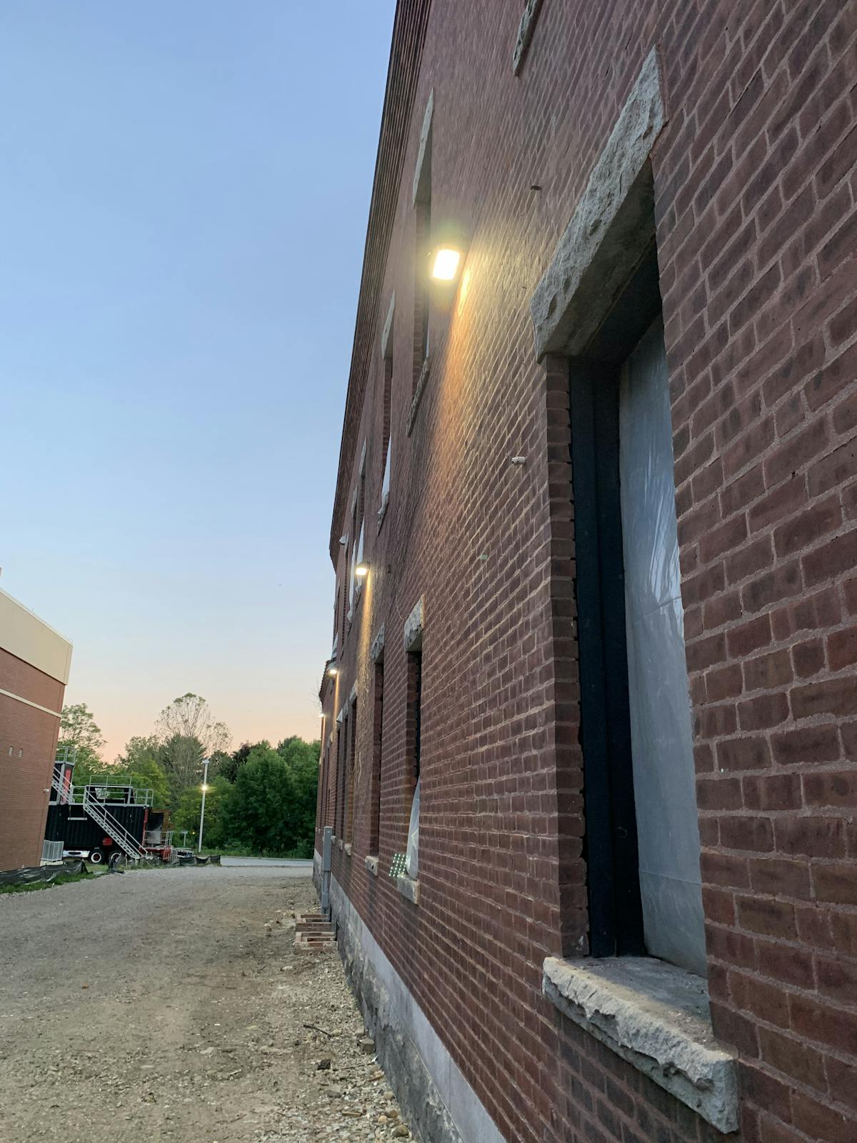 a close up of a brick building