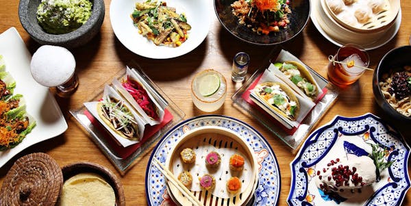 a plate of vegan food on a table