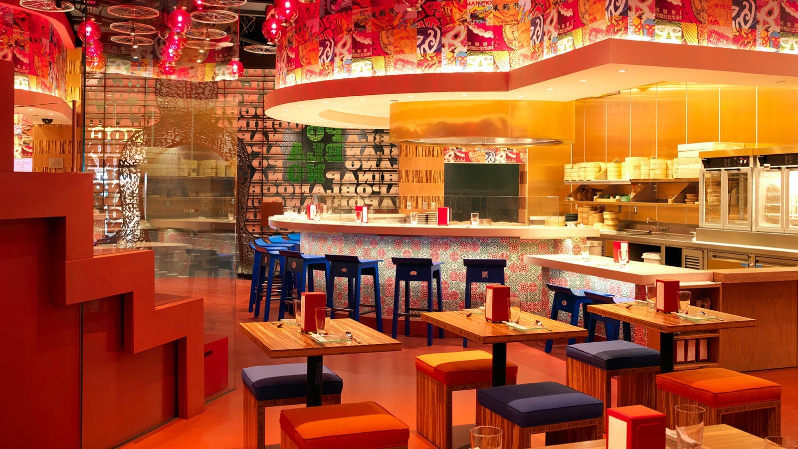 restaurant interior with tables and chairs