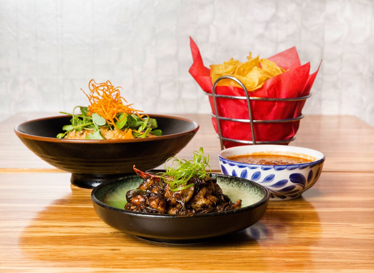 a bowl of food on a table