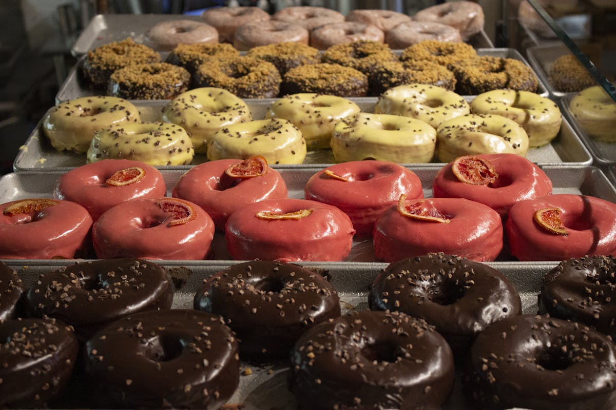 many different kinds of donuts