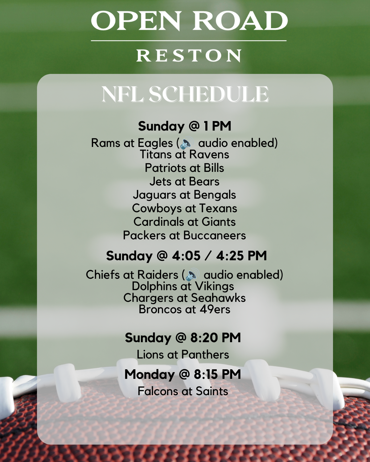 a football schedule with a football on the side