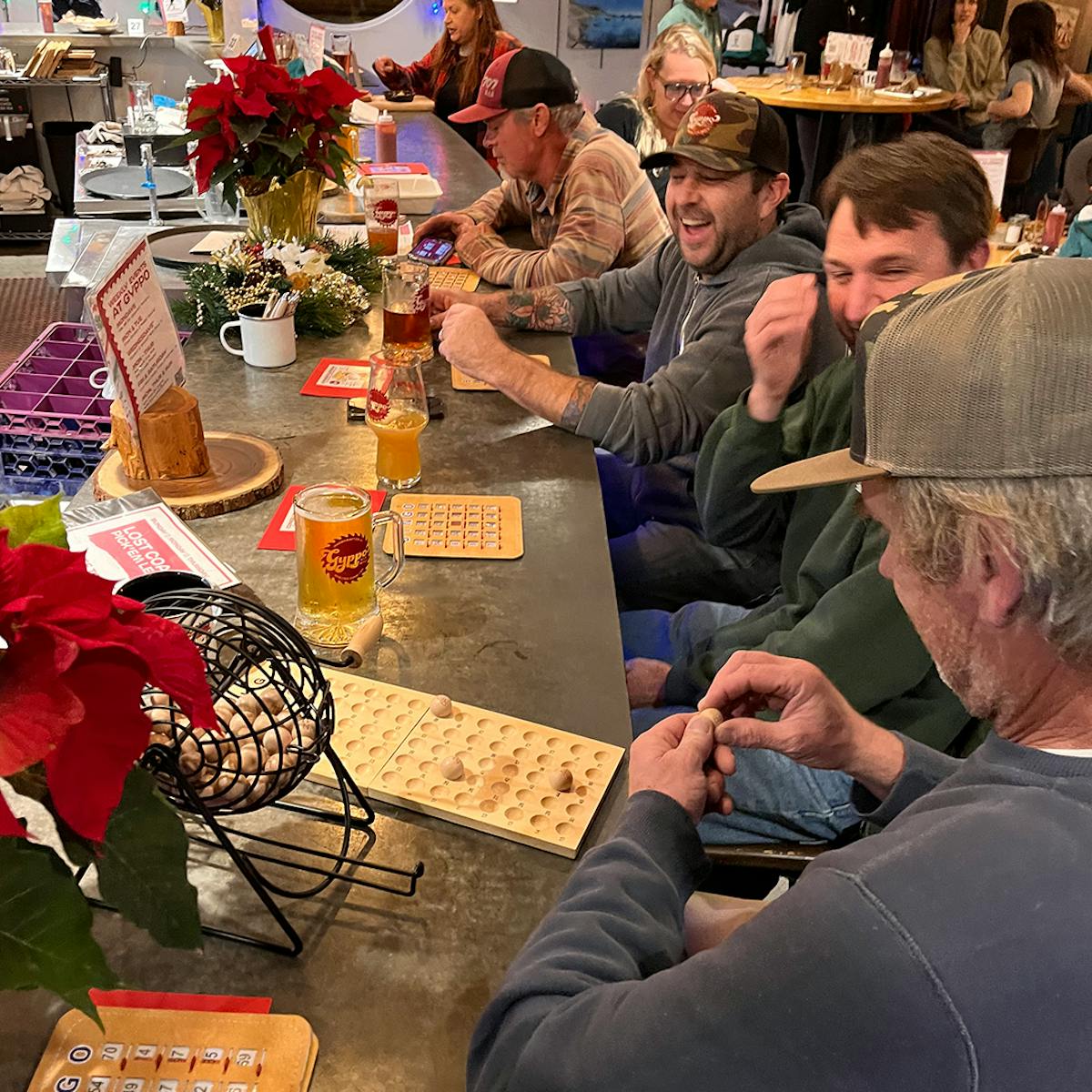 a group of people sitting at a table