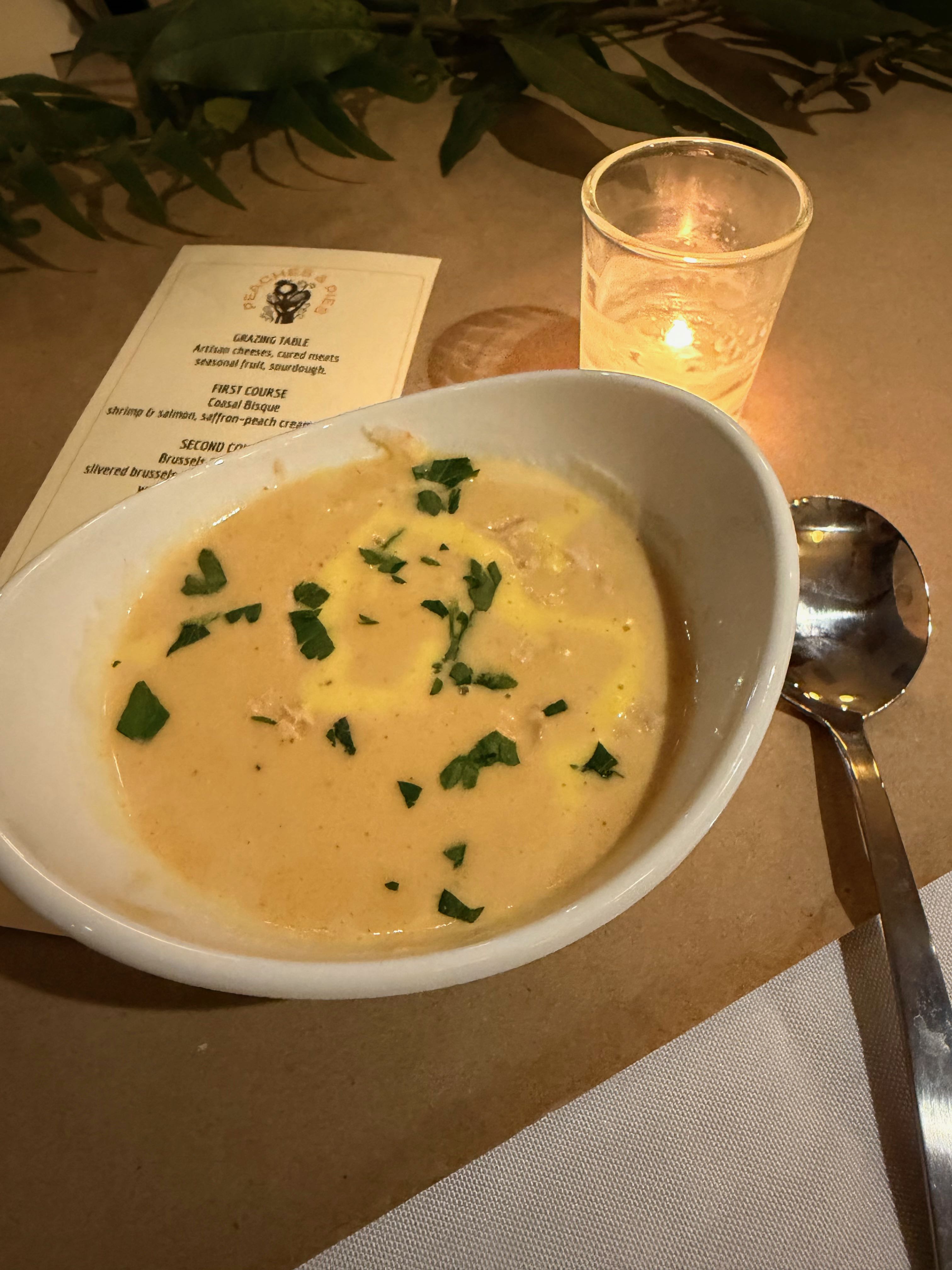 a bowl of soup on a table