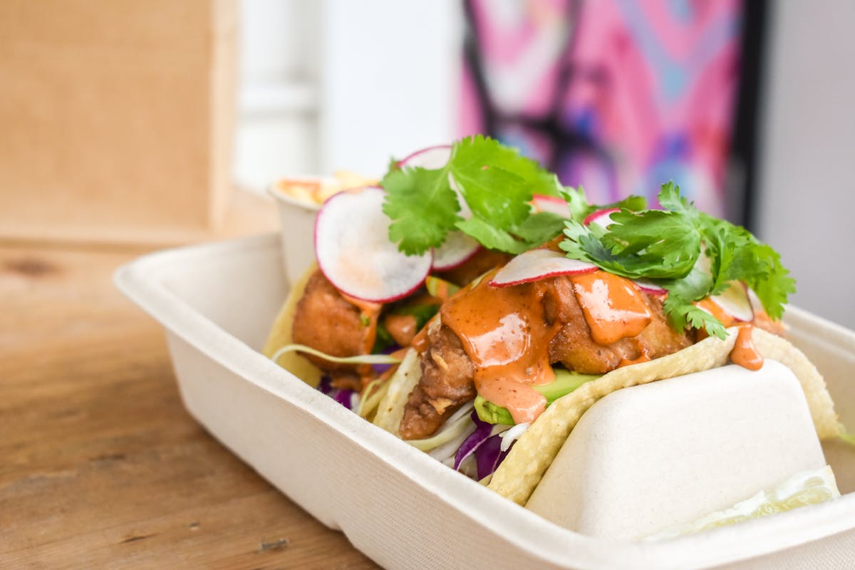a tray of food on a table
