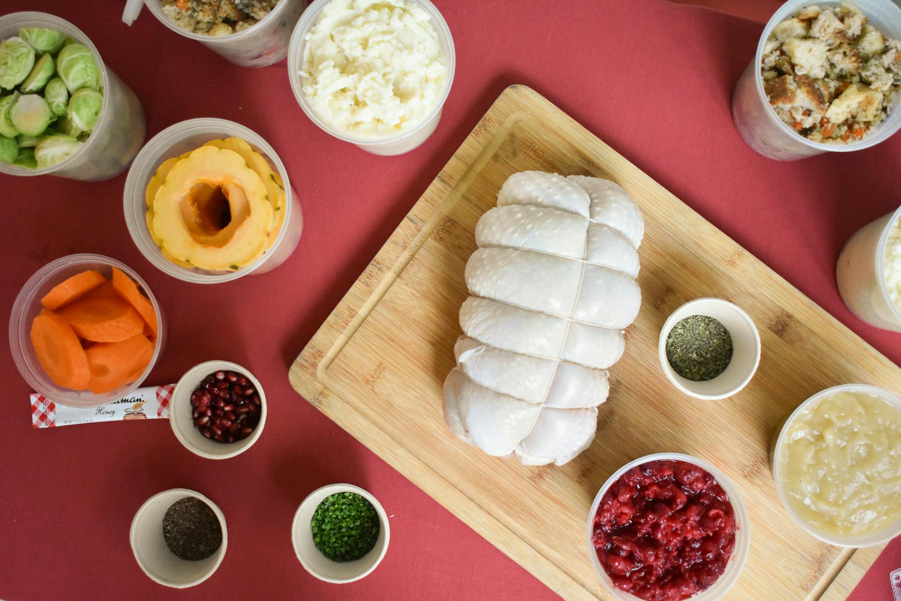 a bunch of food on a table
