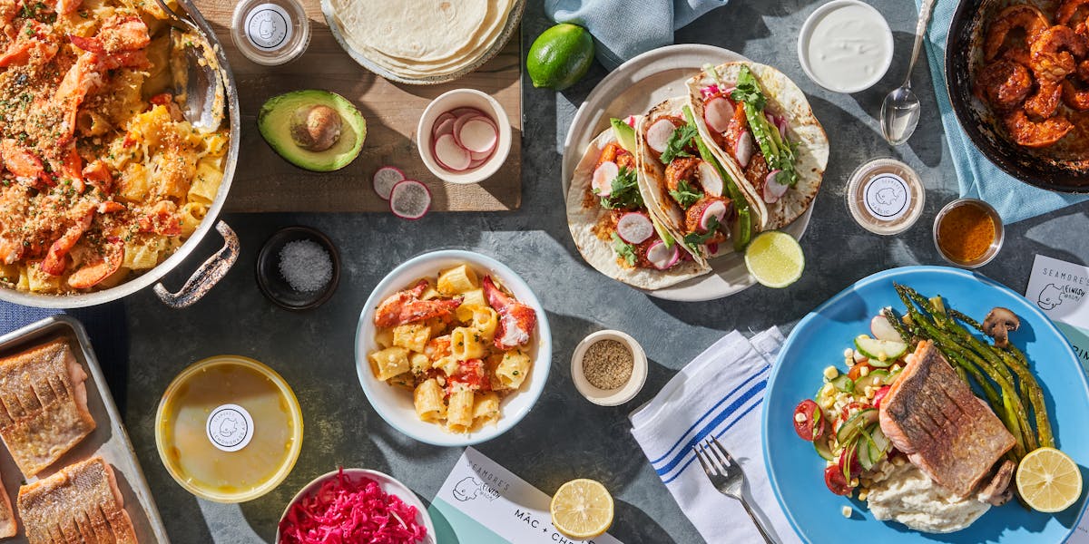 a bunch of food sitting on a table