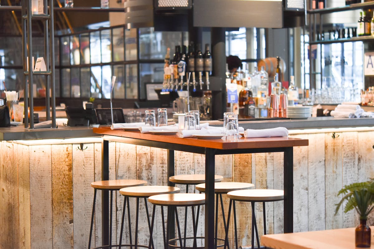 a dining table in a restaurant