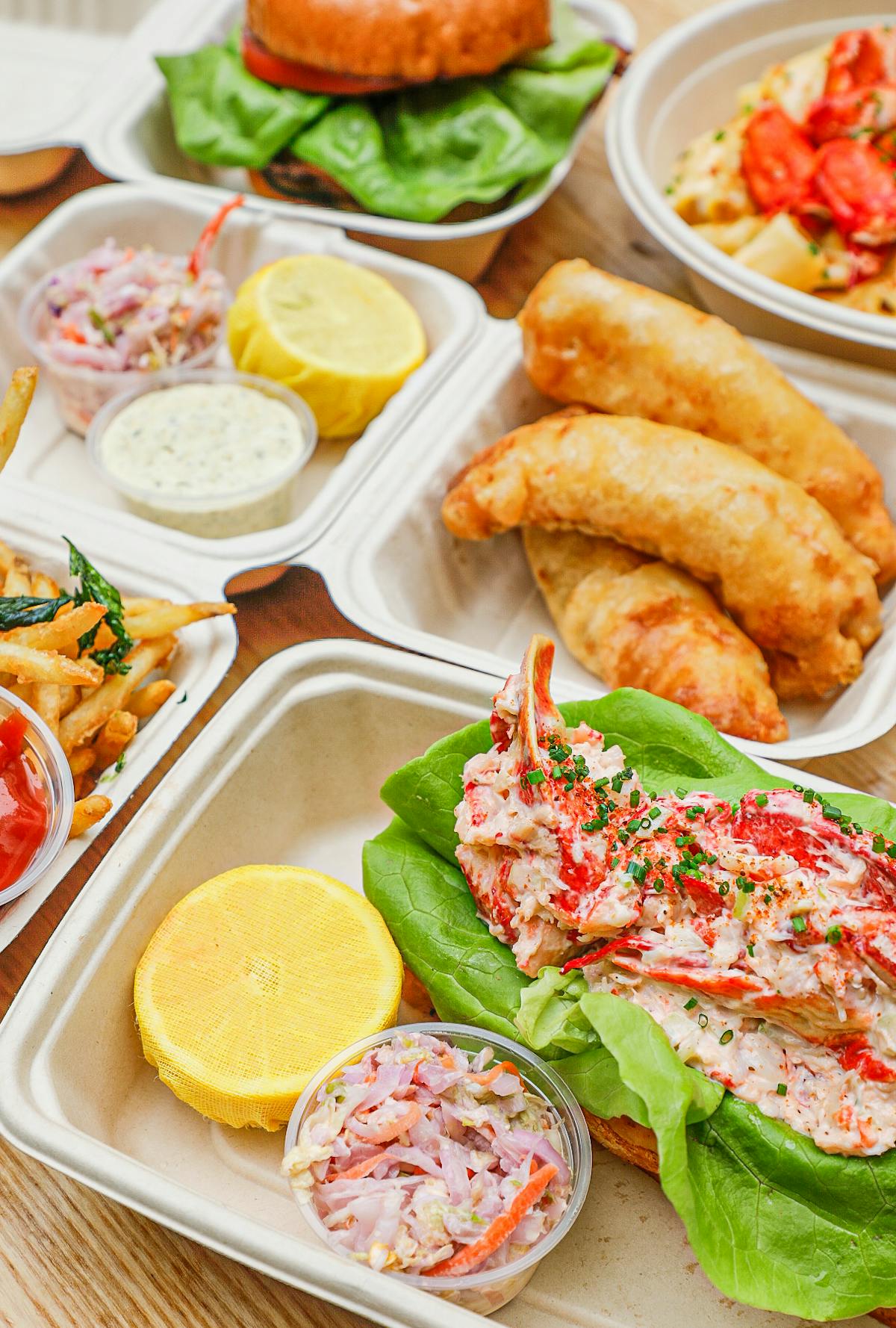 a bunch of food on a plate on a table