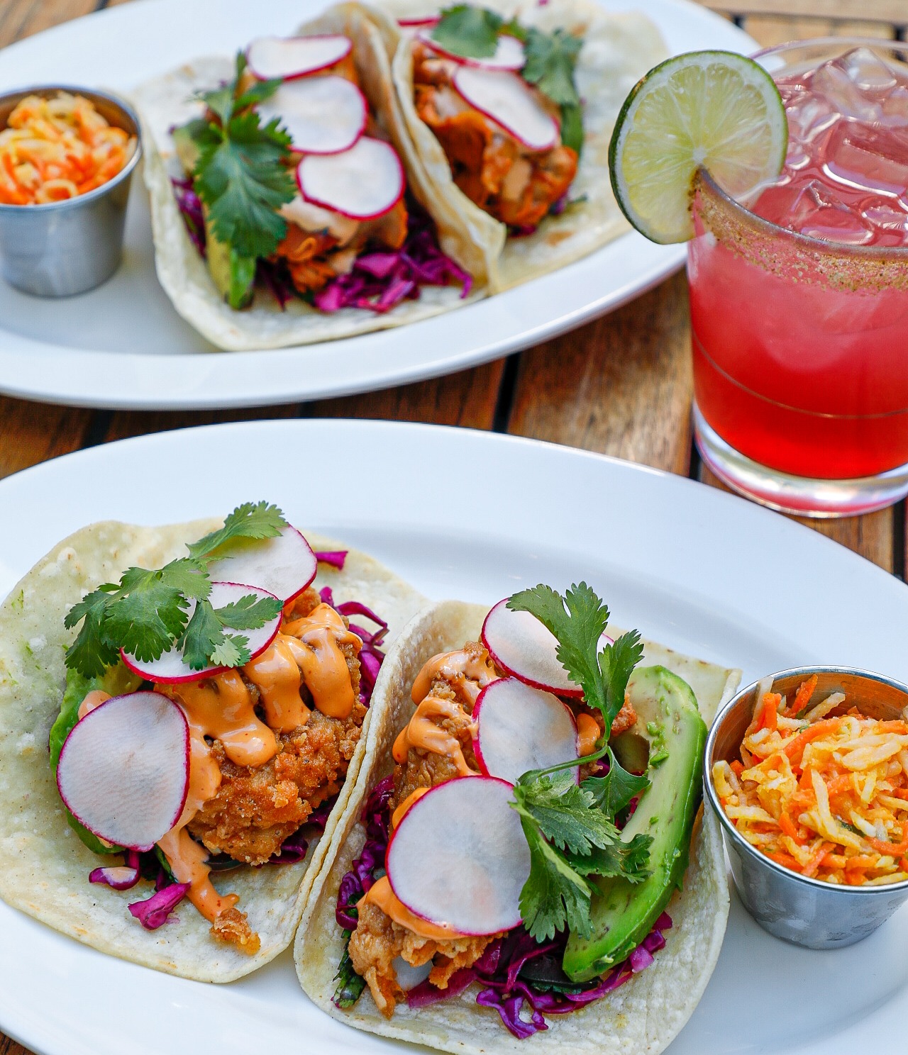 a bunch of food on a plate on a table