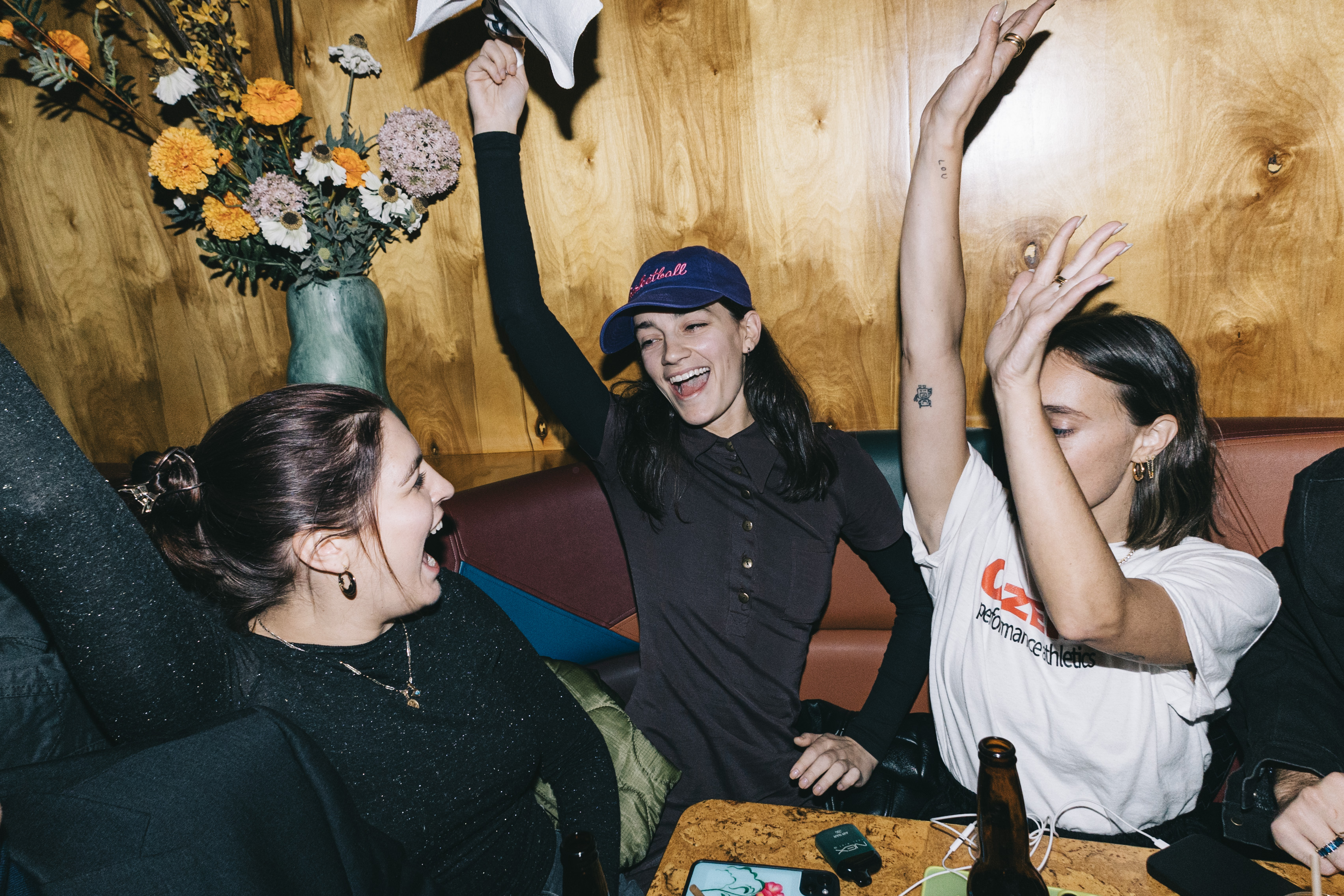 a group of people sitting at a table