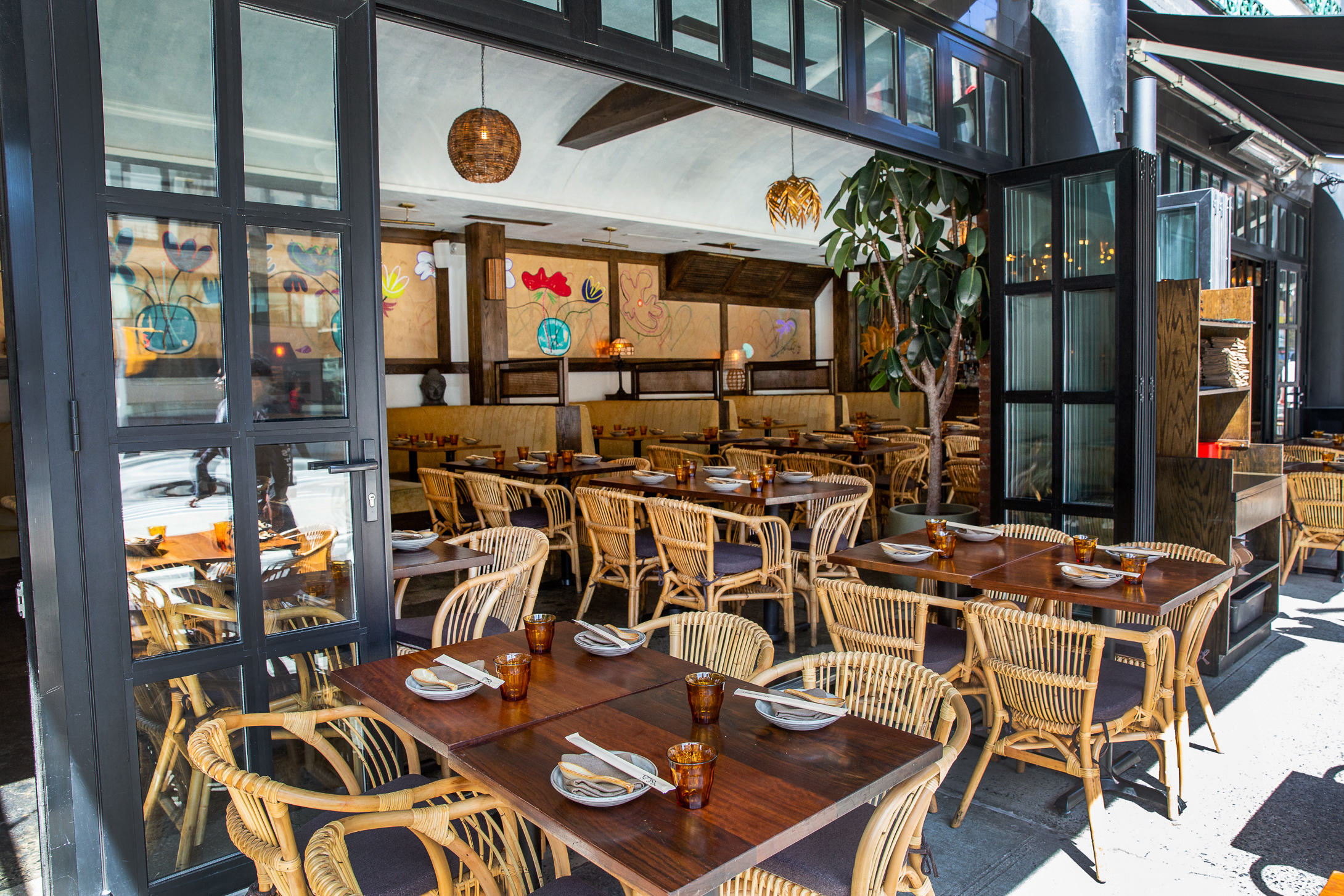 an outdoor view of the indoor dining room