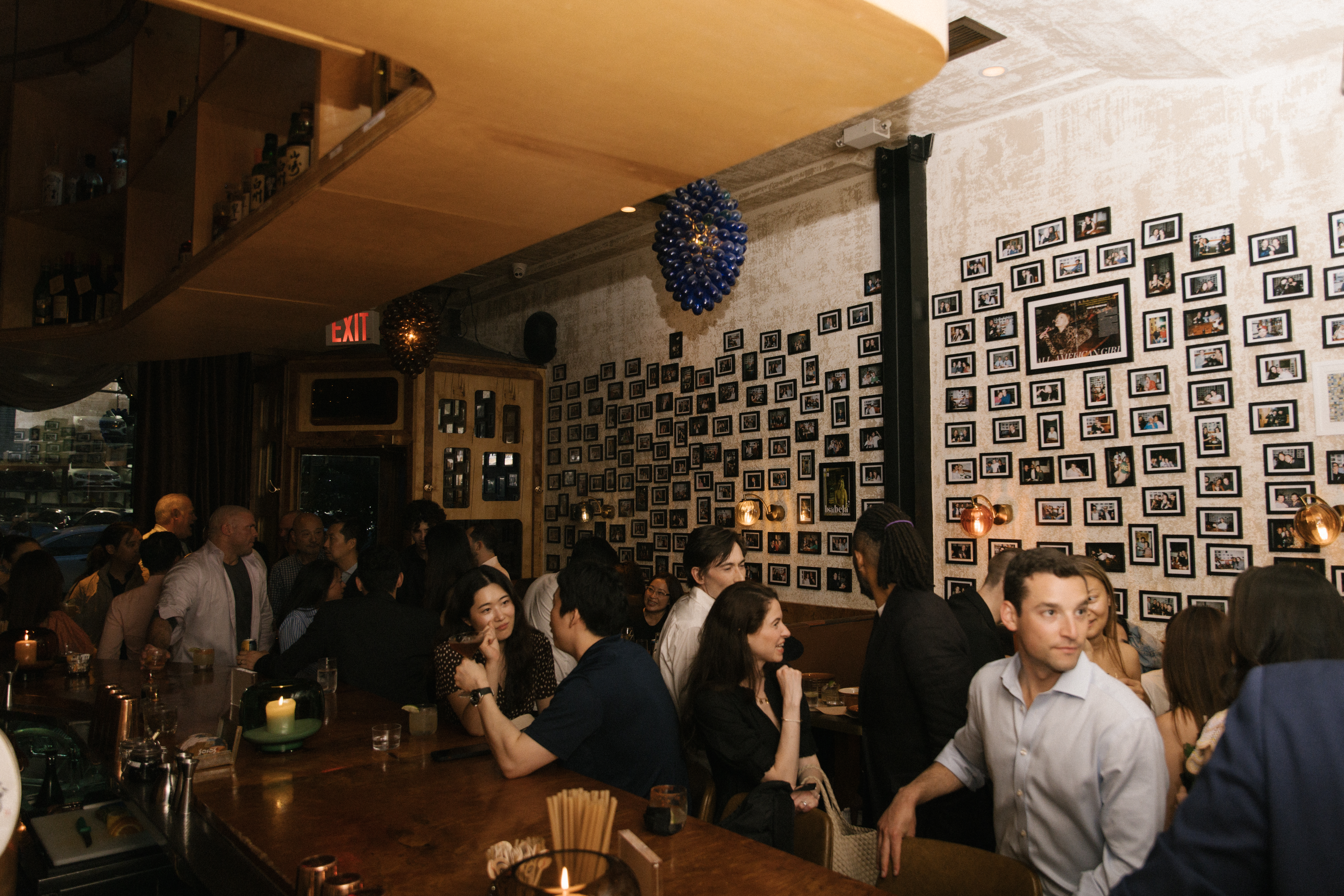 a group of people in a restaurant