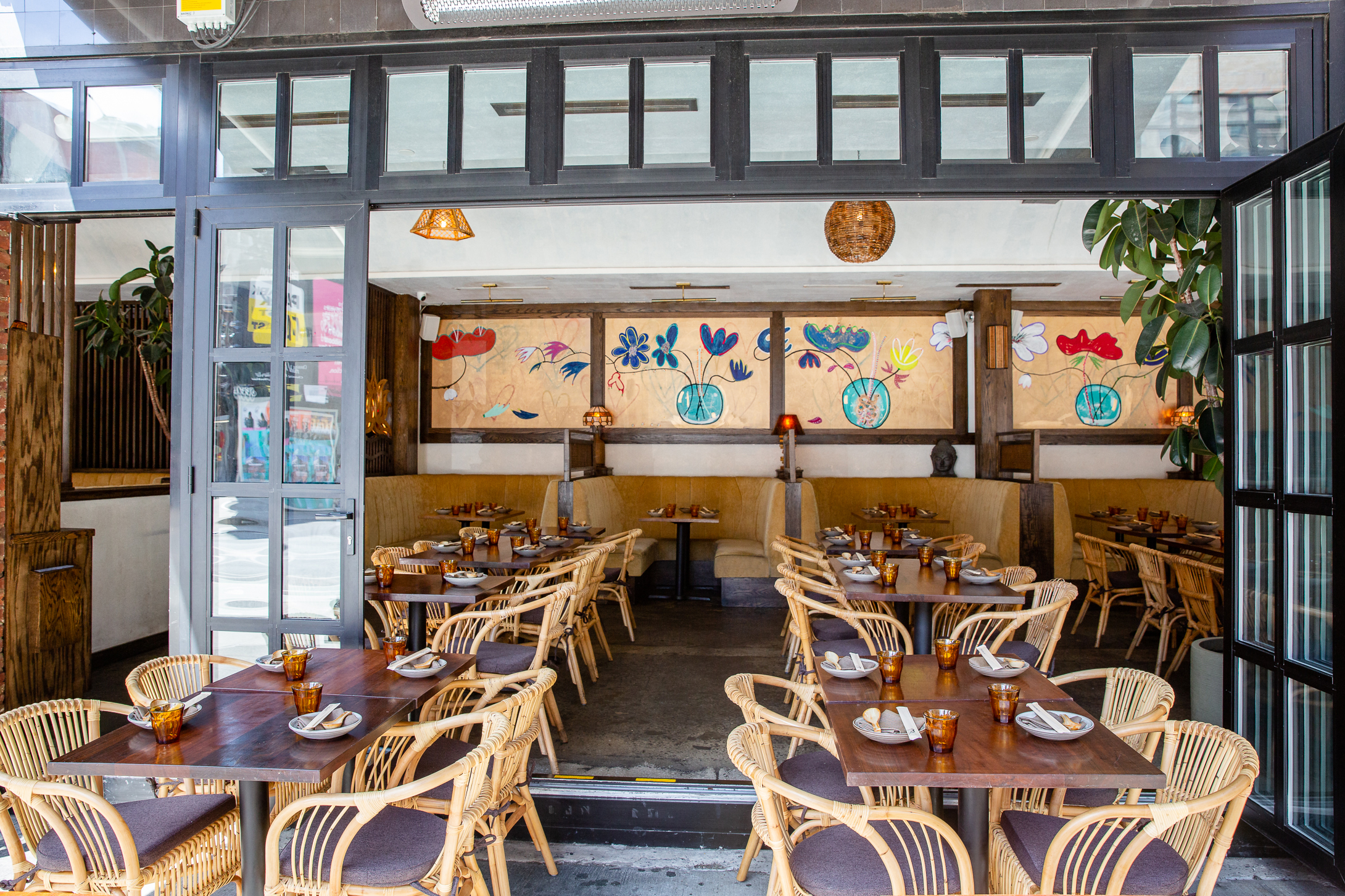 an outdoor view of the indoor dining room
