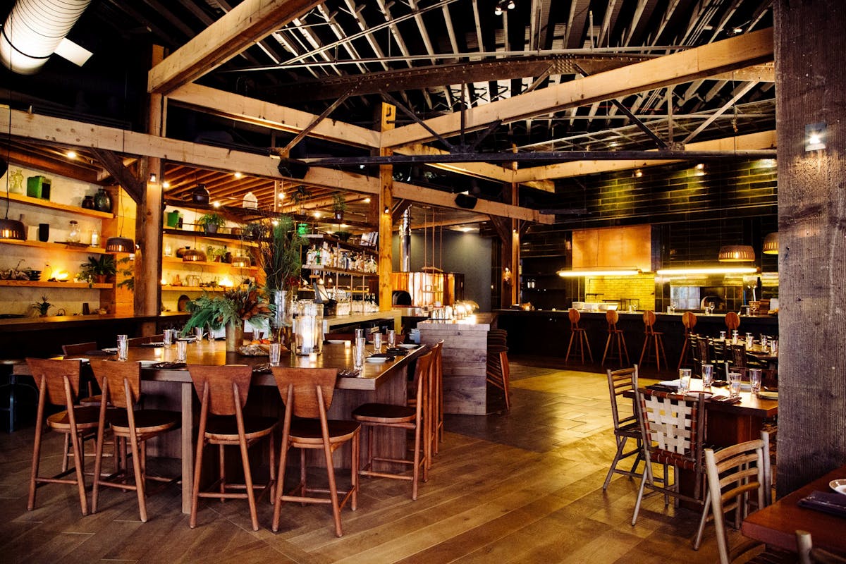 The open and airy main dining room at Young Joni.