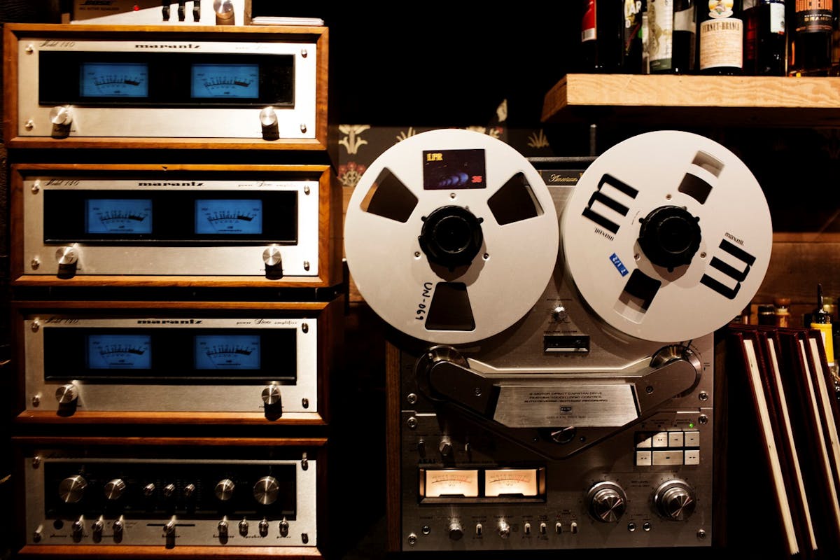 Reel to reel player in the back bar.