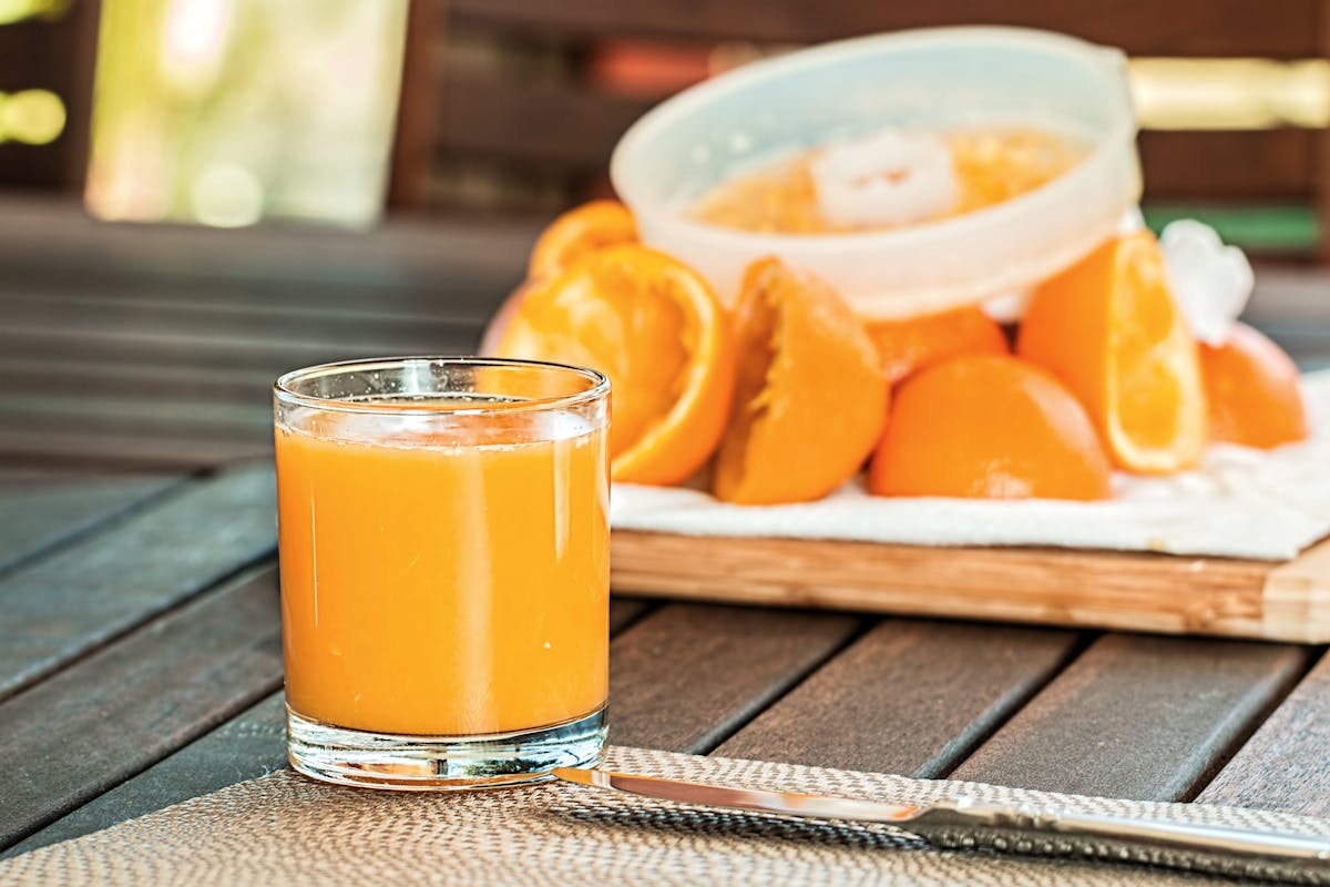a glass of orange juice