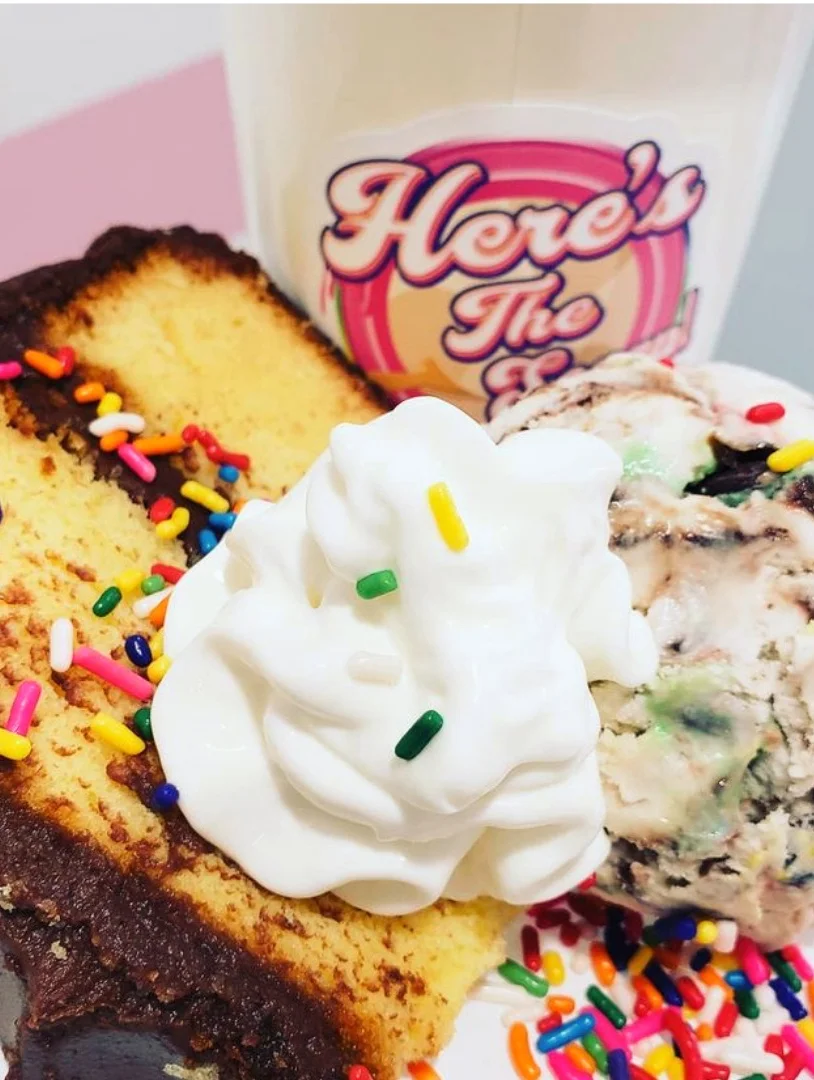 a close up of a piece of cake