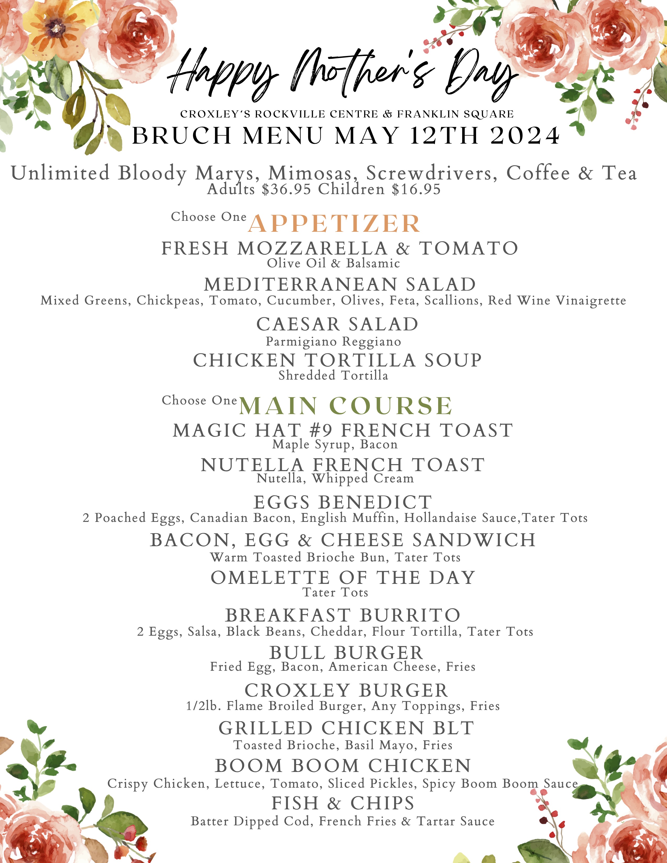 Mother's Day Brunch Franklin Square & Rockville Centre Locations