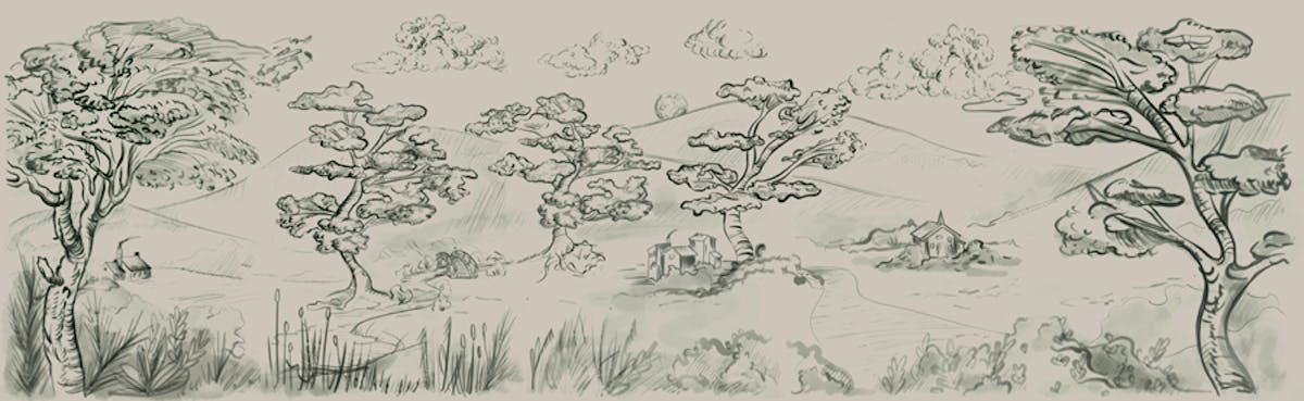 a drawing of a landscape