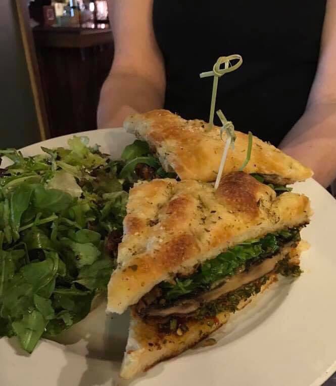 a close up of a sandwich on a plate