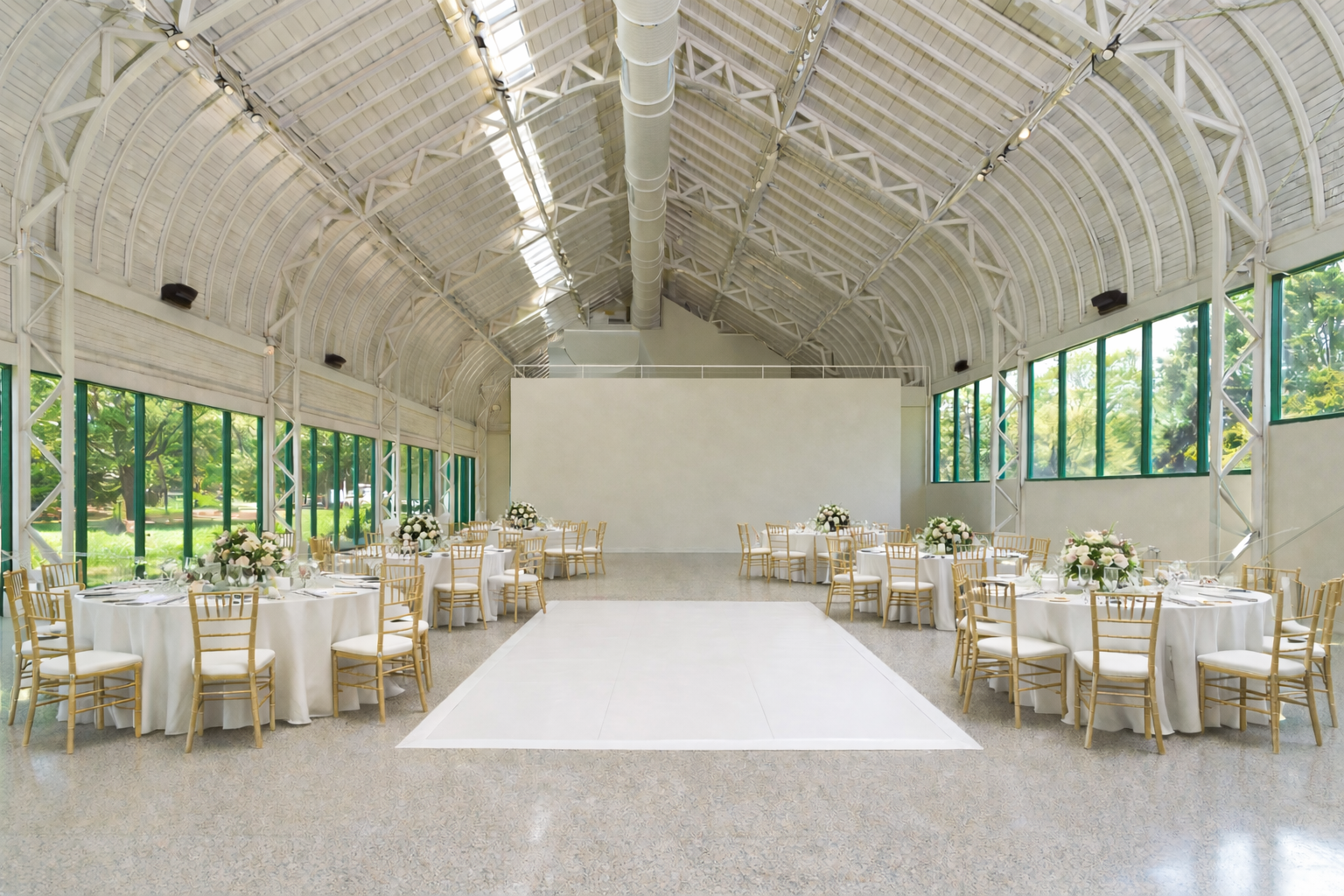 a room with tables and chairs