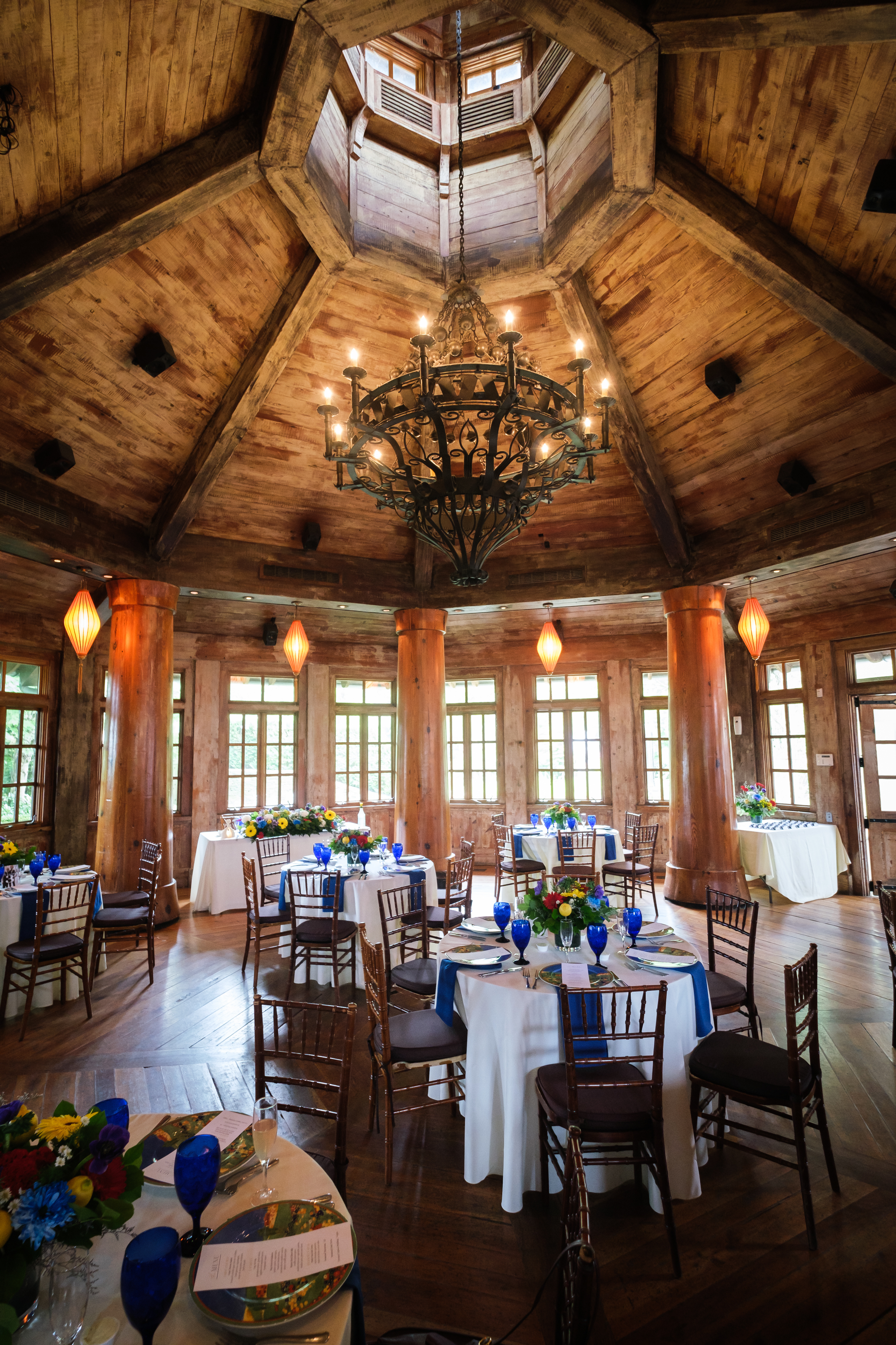 a room with tables and chairs