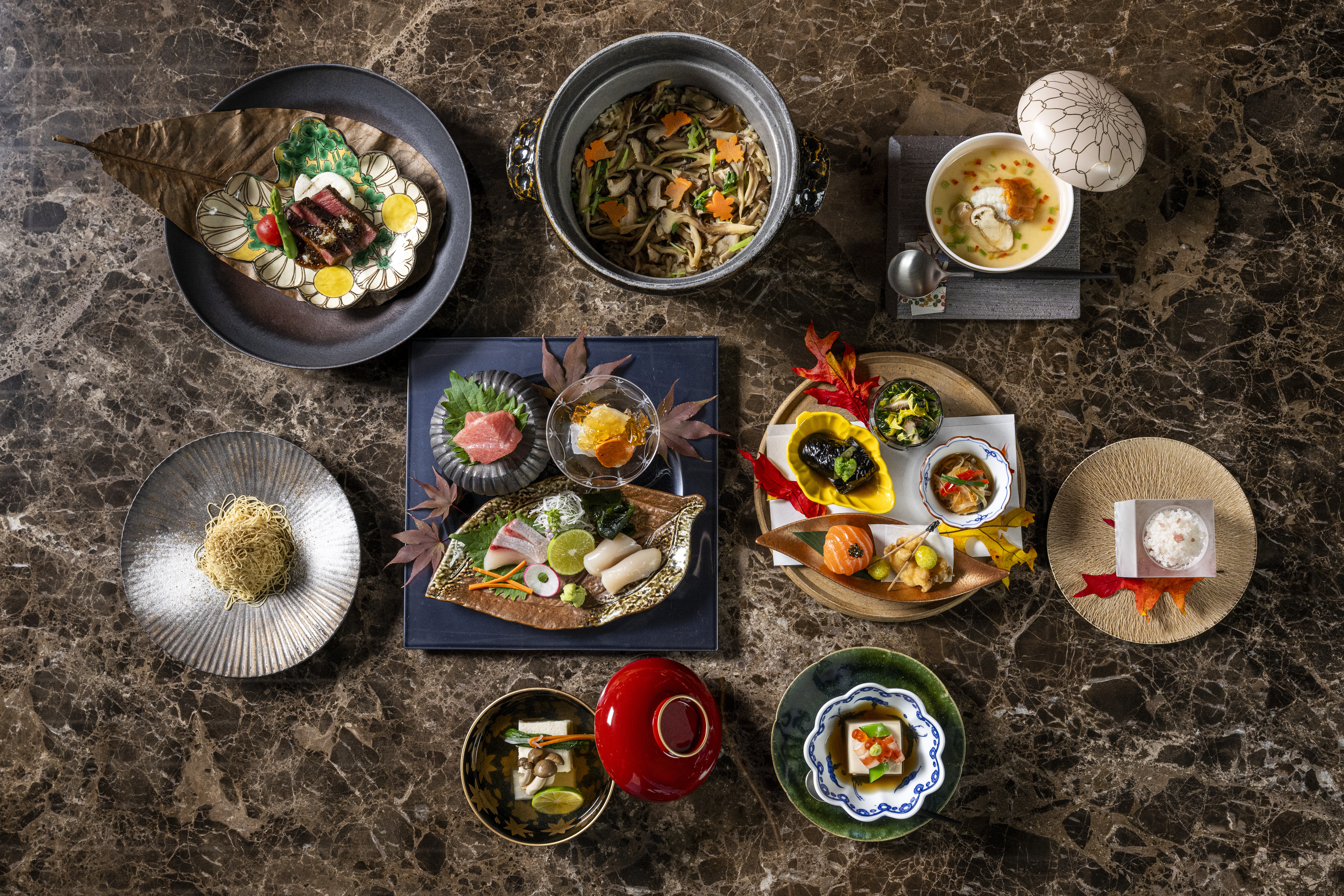 a bunch of food sitting on a table