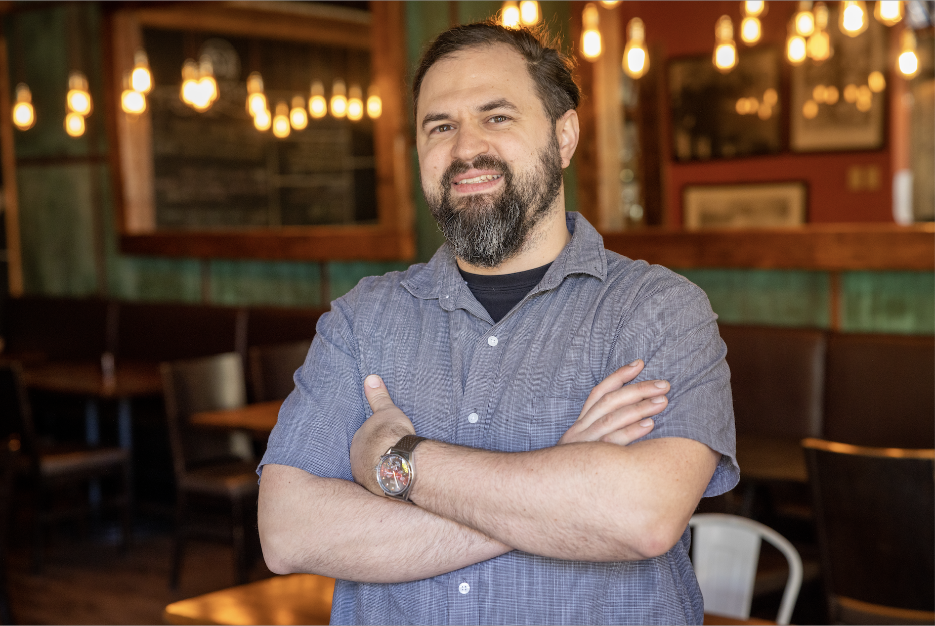 a man sitting on a table