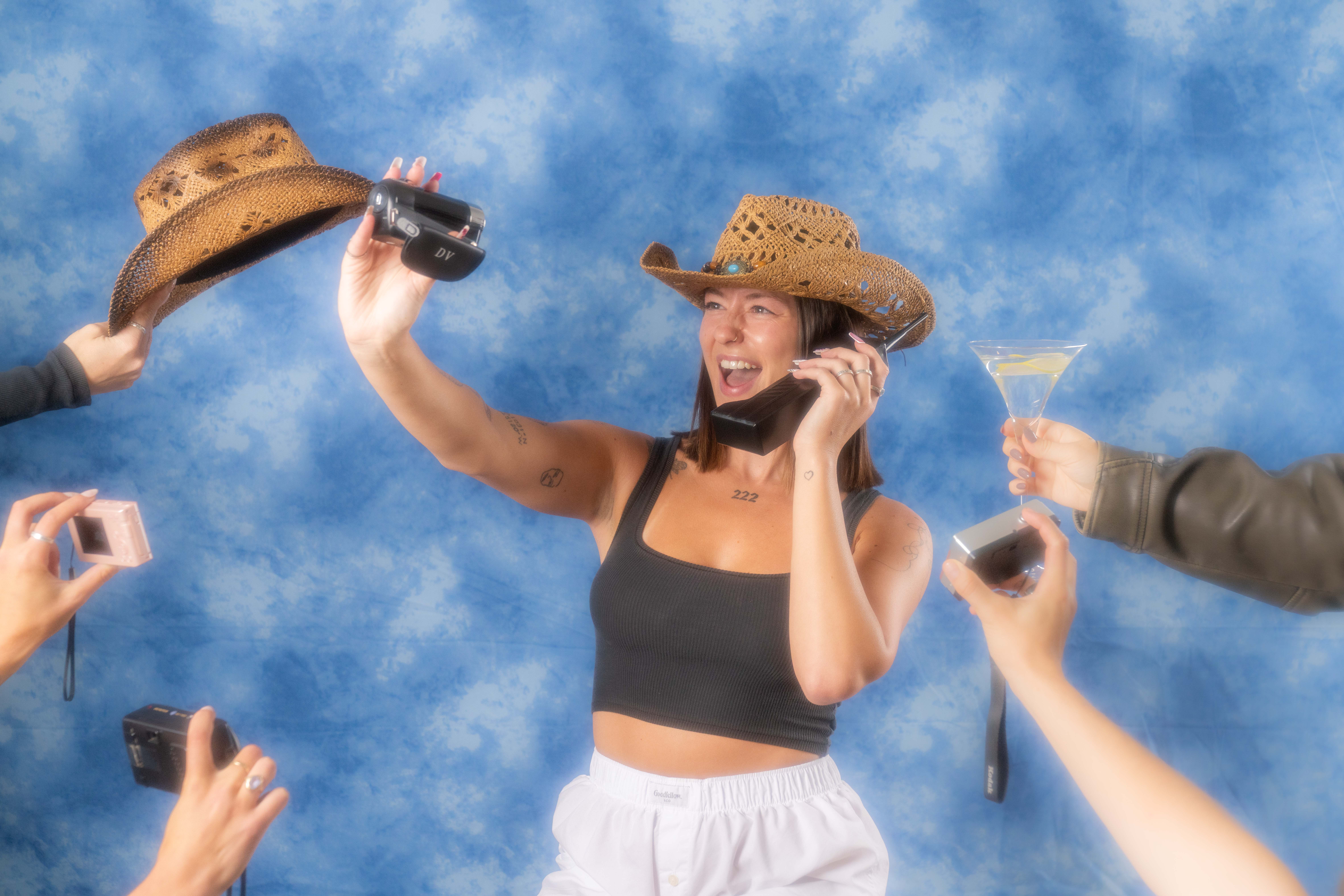 a woman wearing a hat