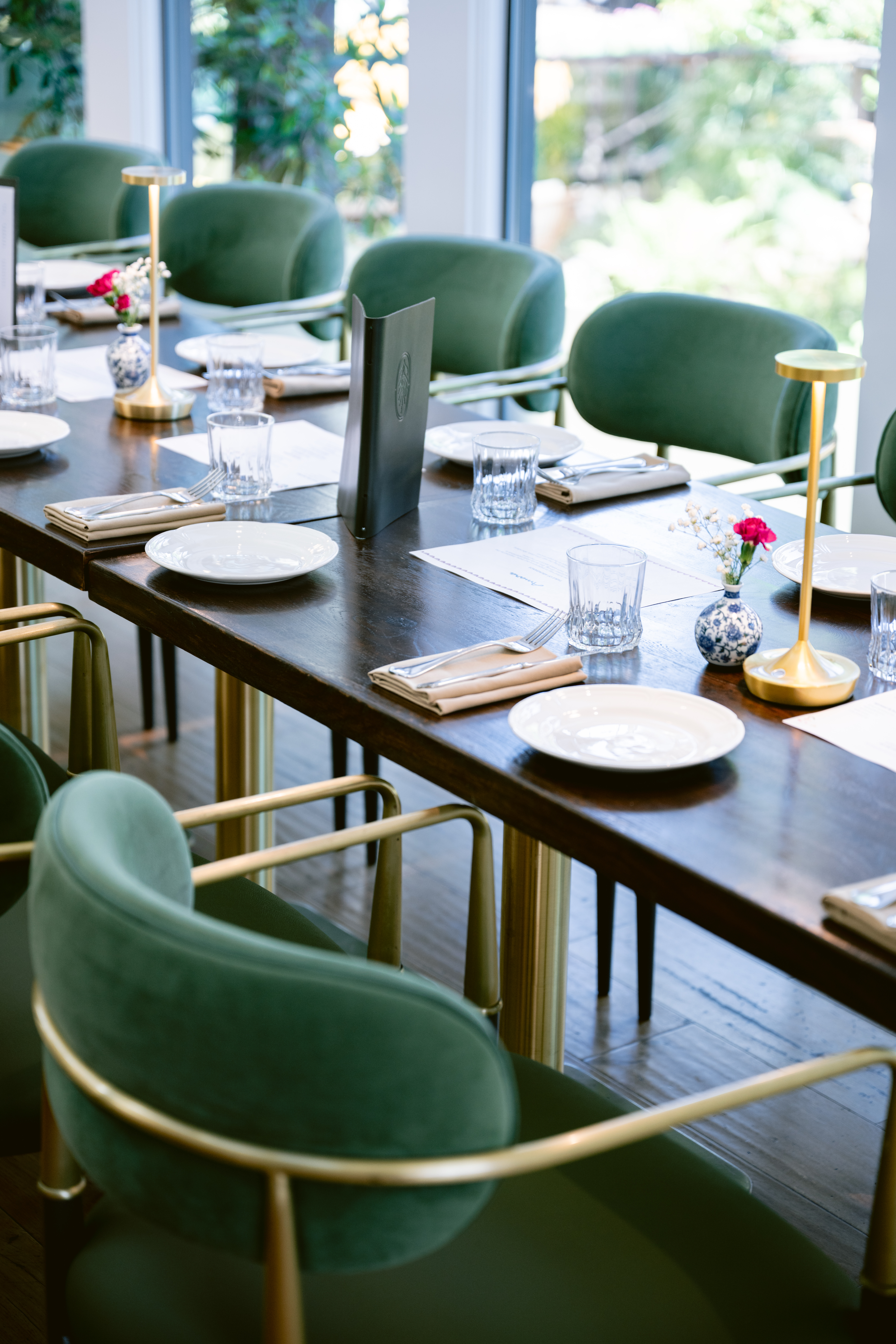 a table with plates and glasses on it