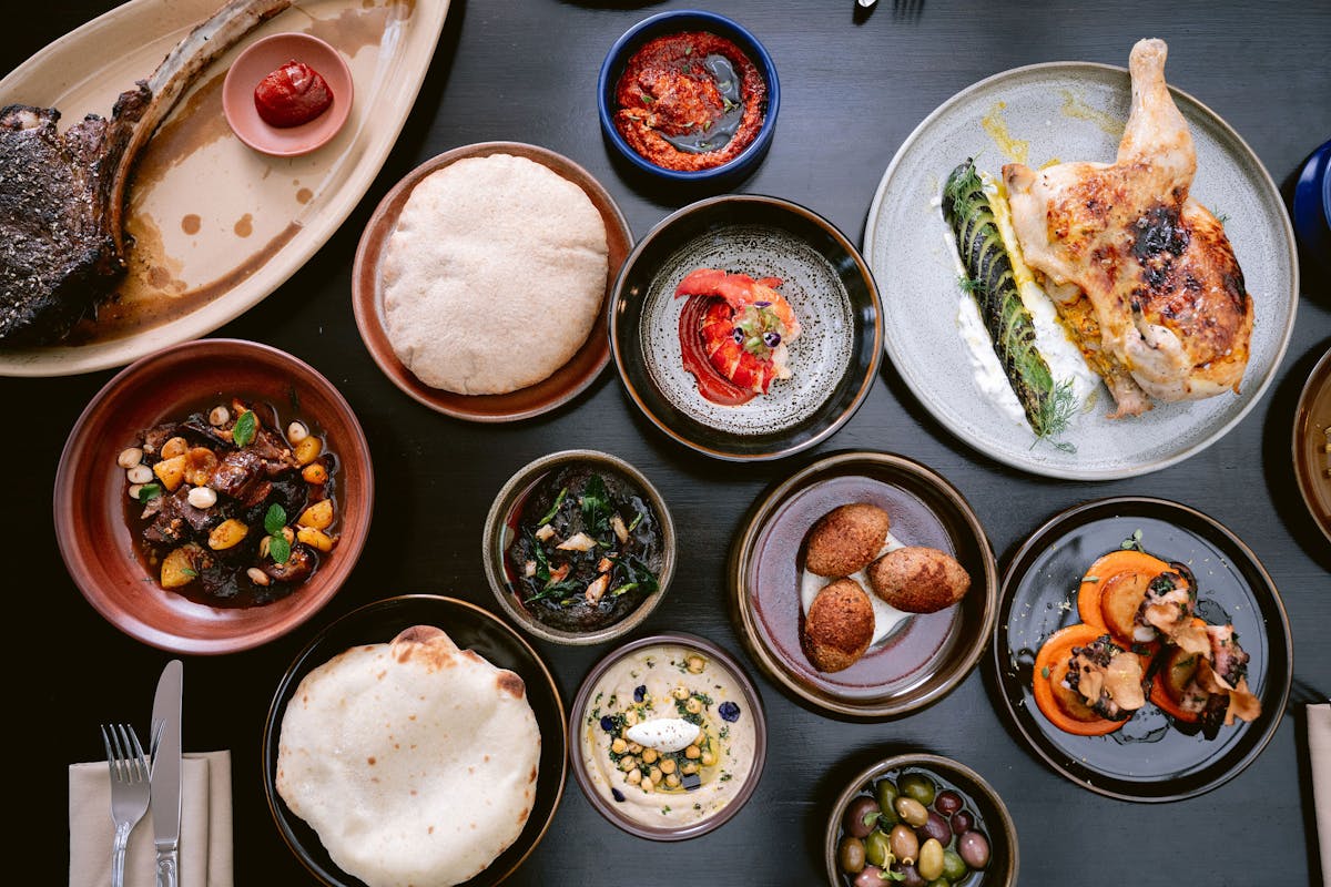 a bunch of food sitting on a table