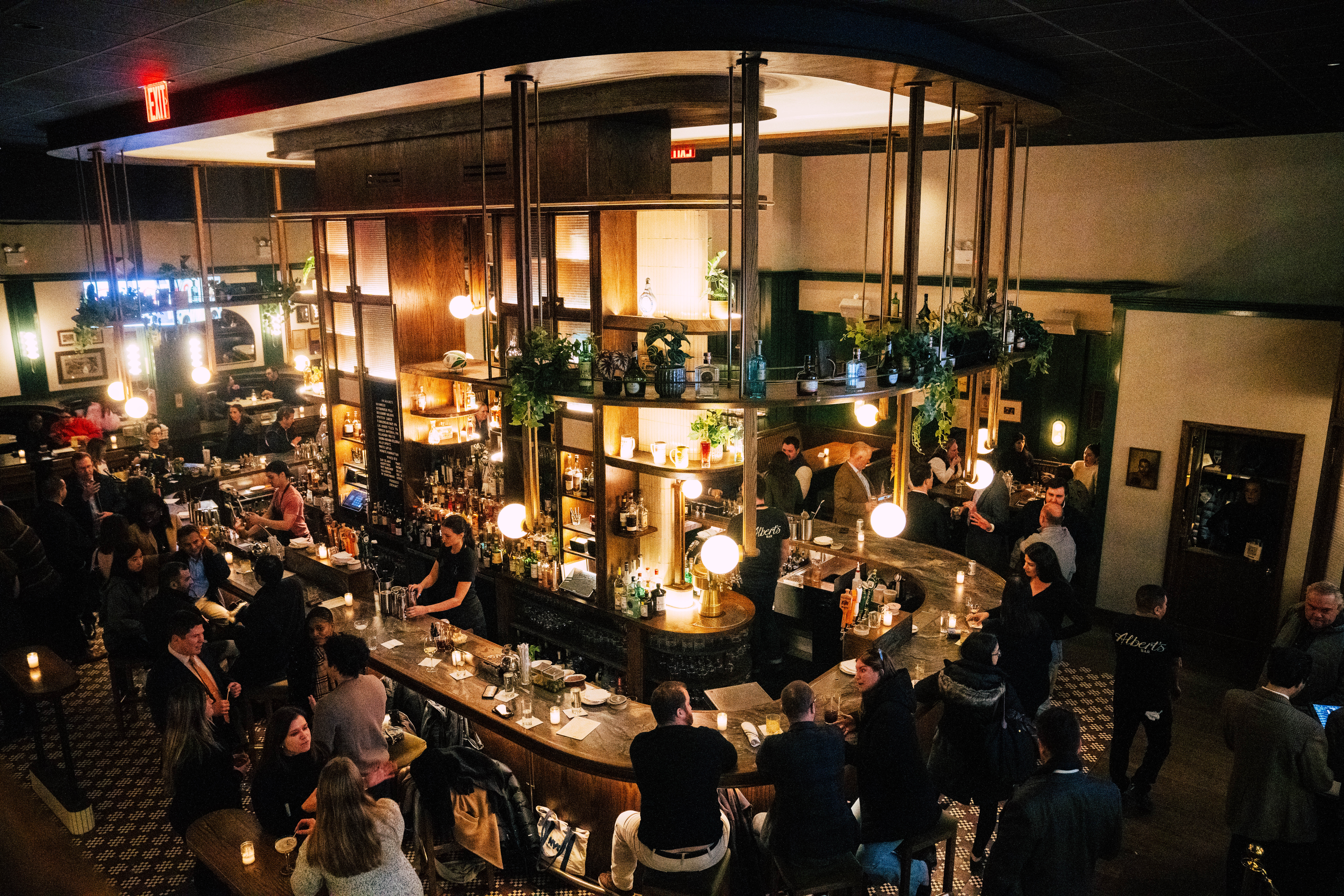 a group of people standing in front of a crowd