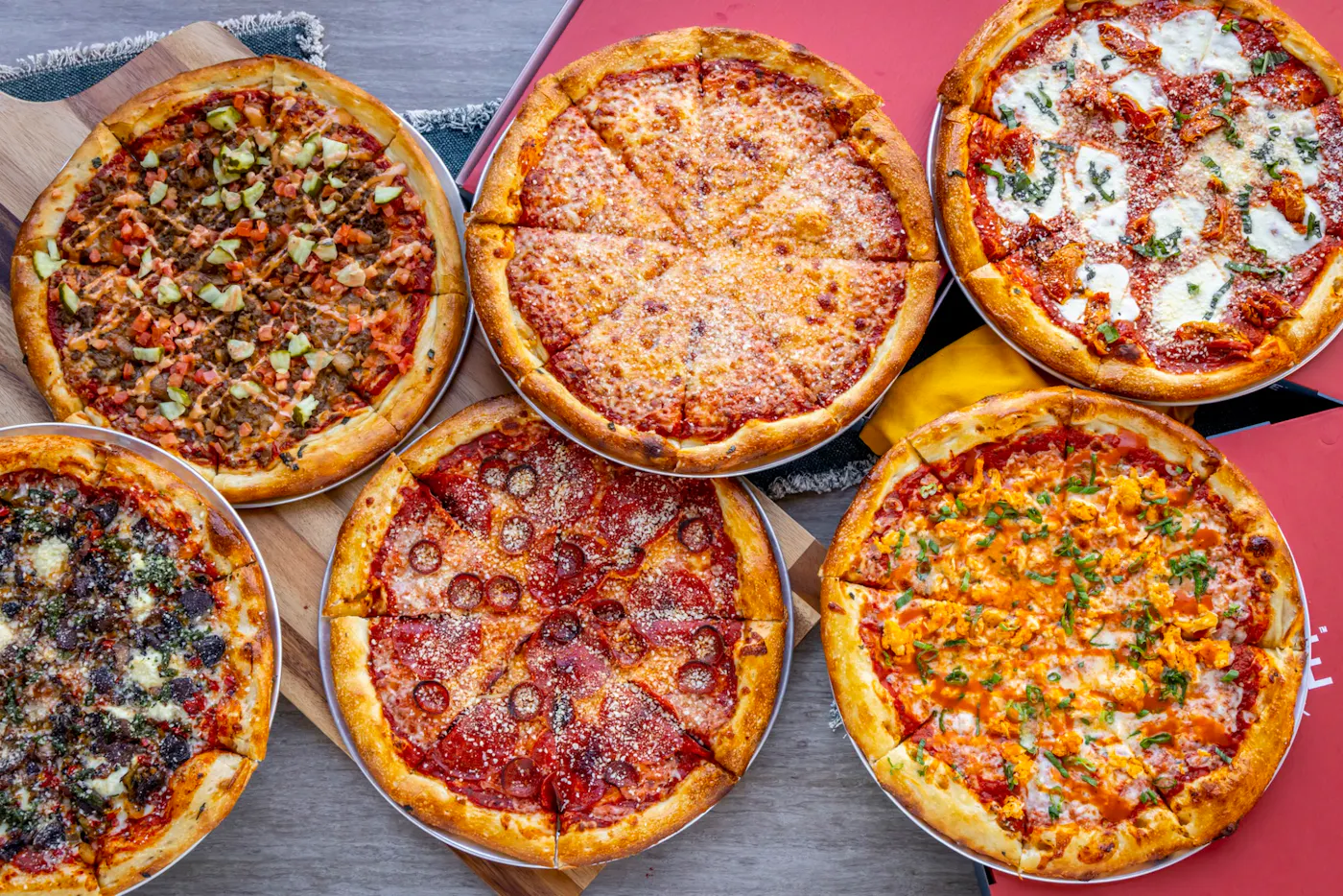 Hand-stretched pizzas from the Dink & Dine scratch kitchen